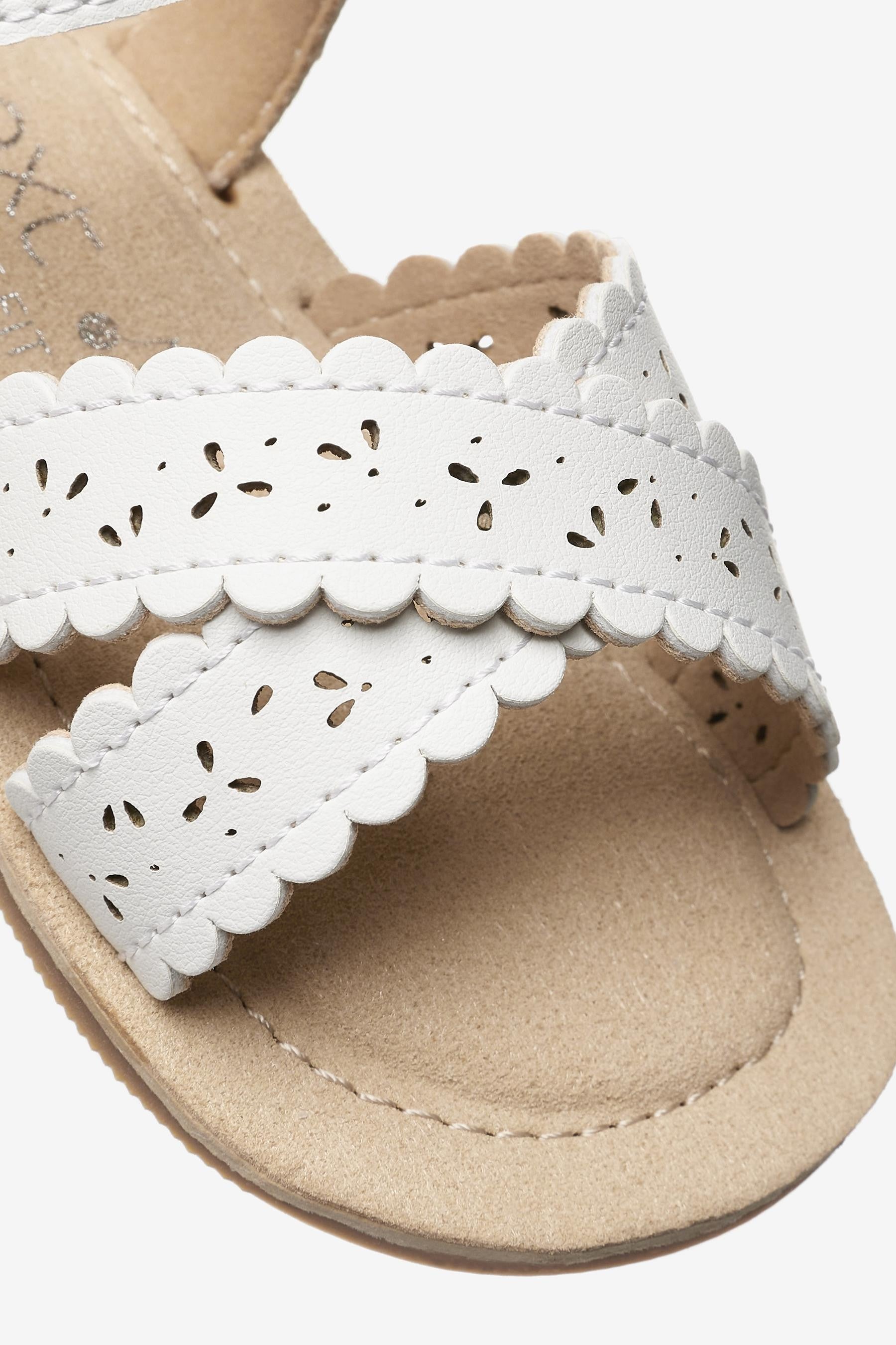 White Scallop Sandals