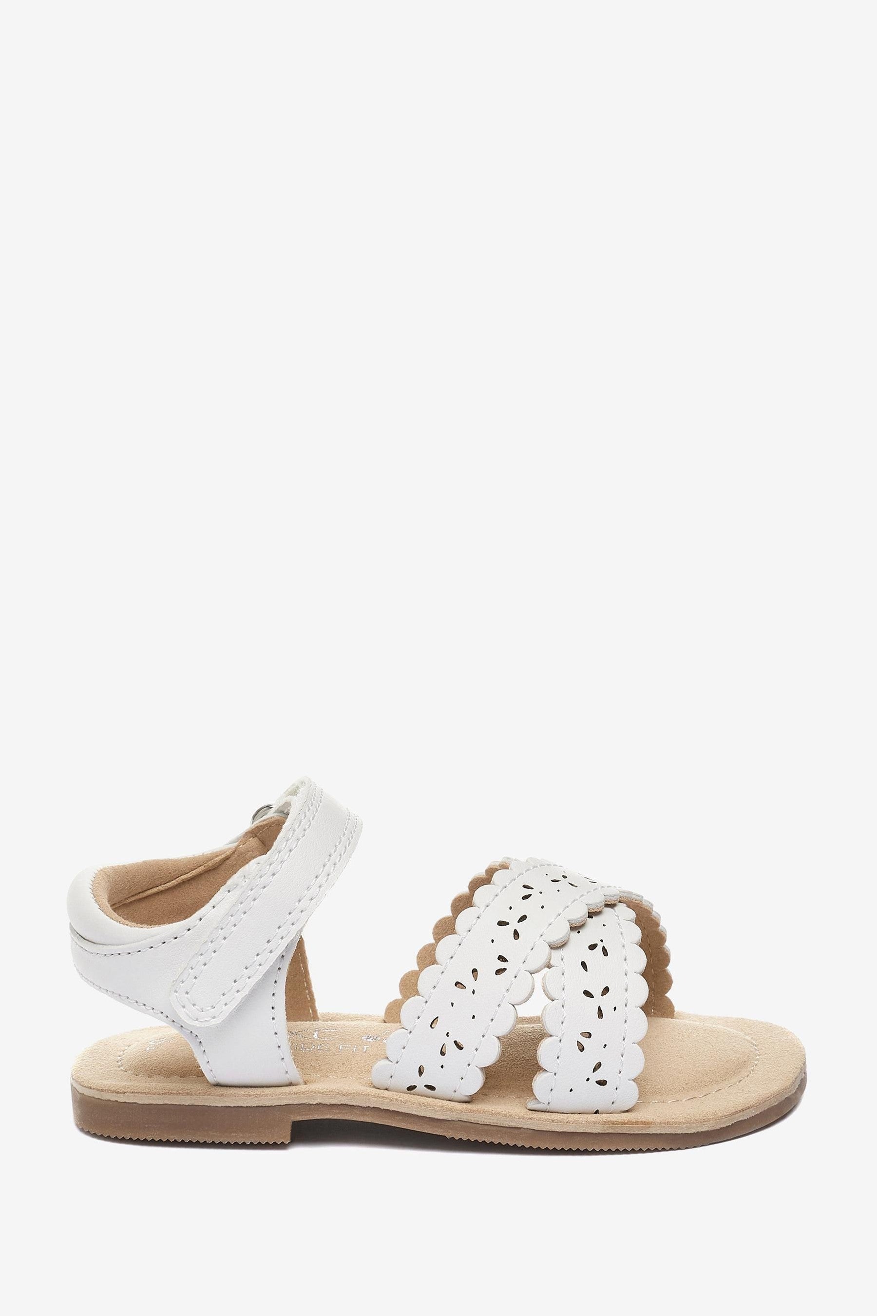 White Scallop Sandals