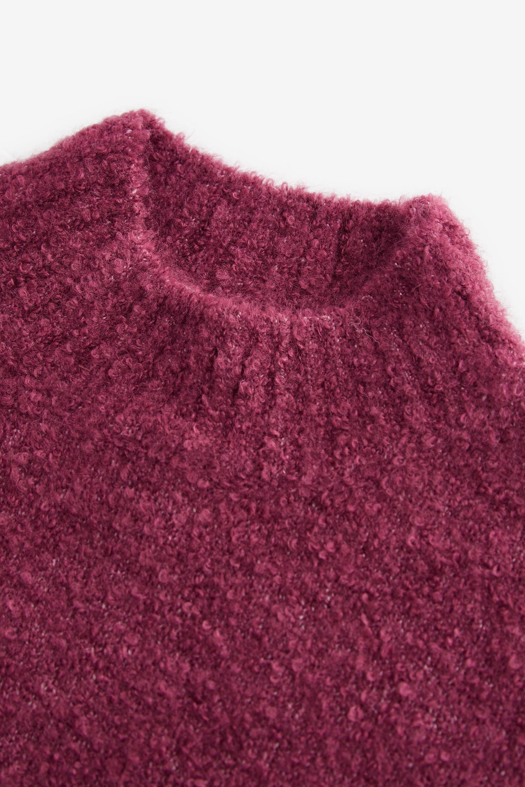 Raspberry Pink Bouclé Knitted Jumper Dress (3-16yrs)