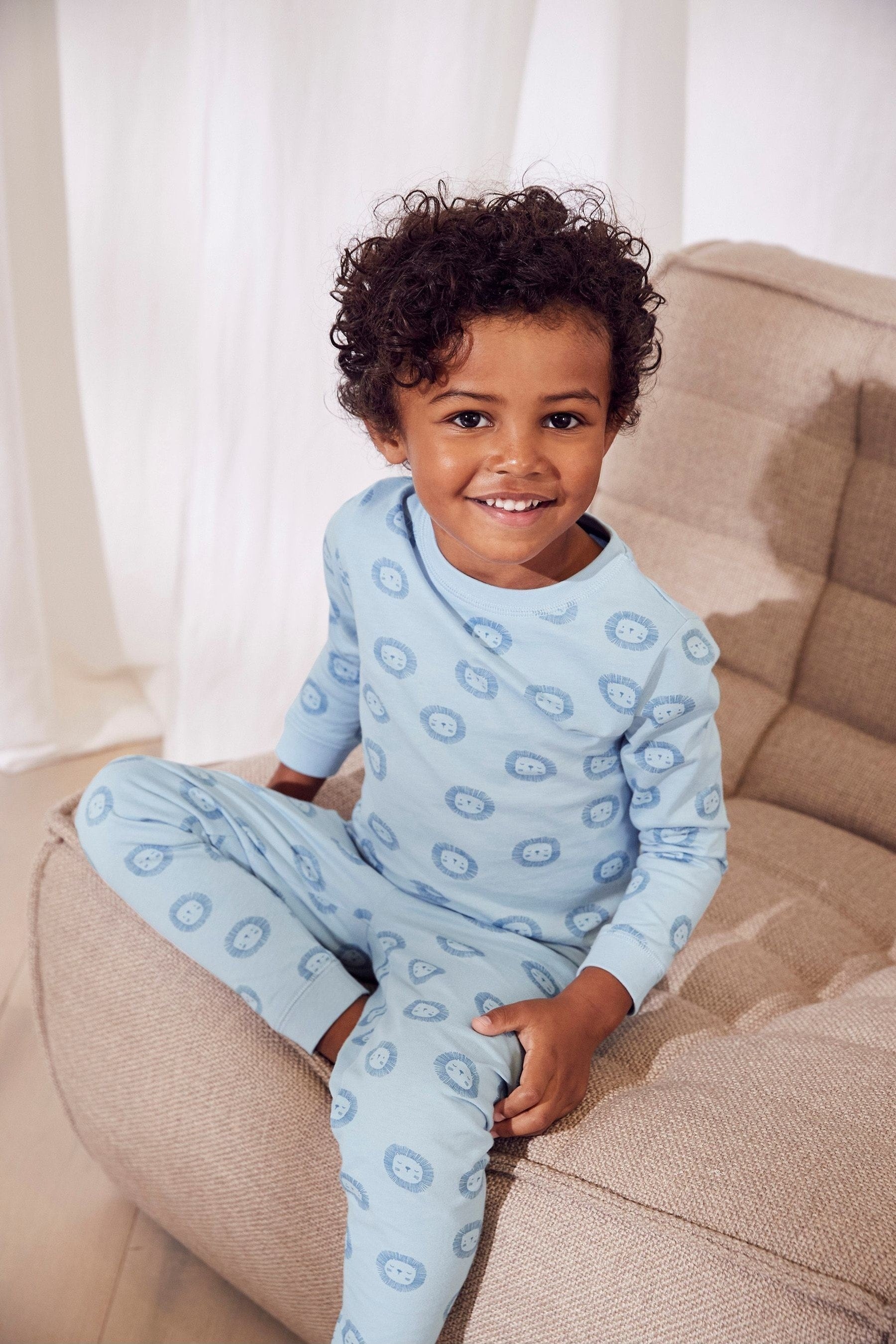 Blue The White Company Blue Lion Print Pyjamas