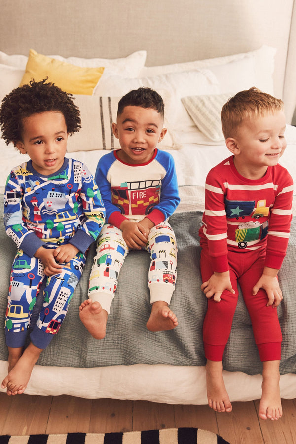 Red/White Transport Snuggle Pyjamas 3 Pack (9mths-8yrs)