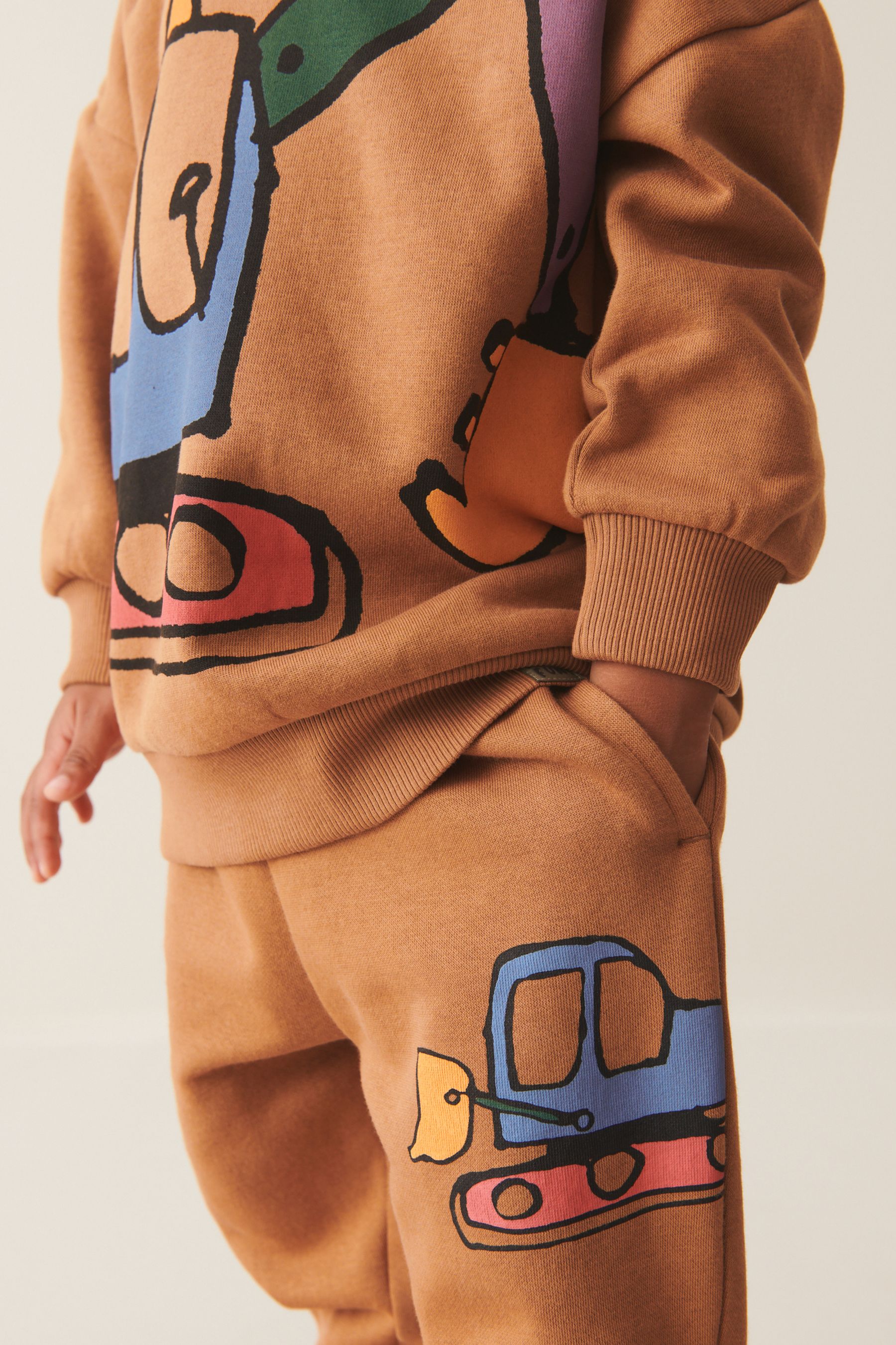 Tan Brown Digger Character Sweatshirt and Jogger Set (3mths-7yrs)