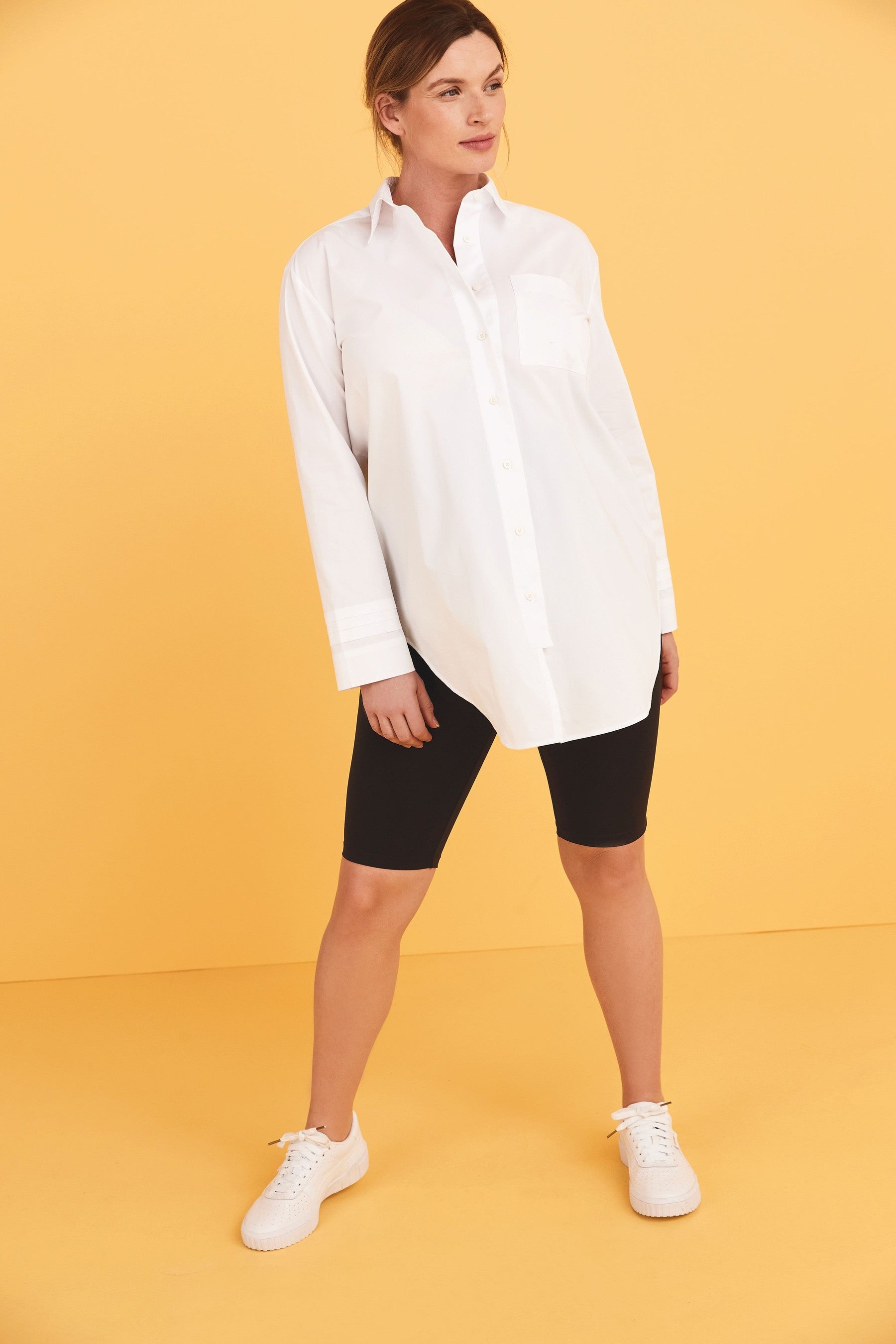 White Maternity Sleeve Detail Oversized Shirt