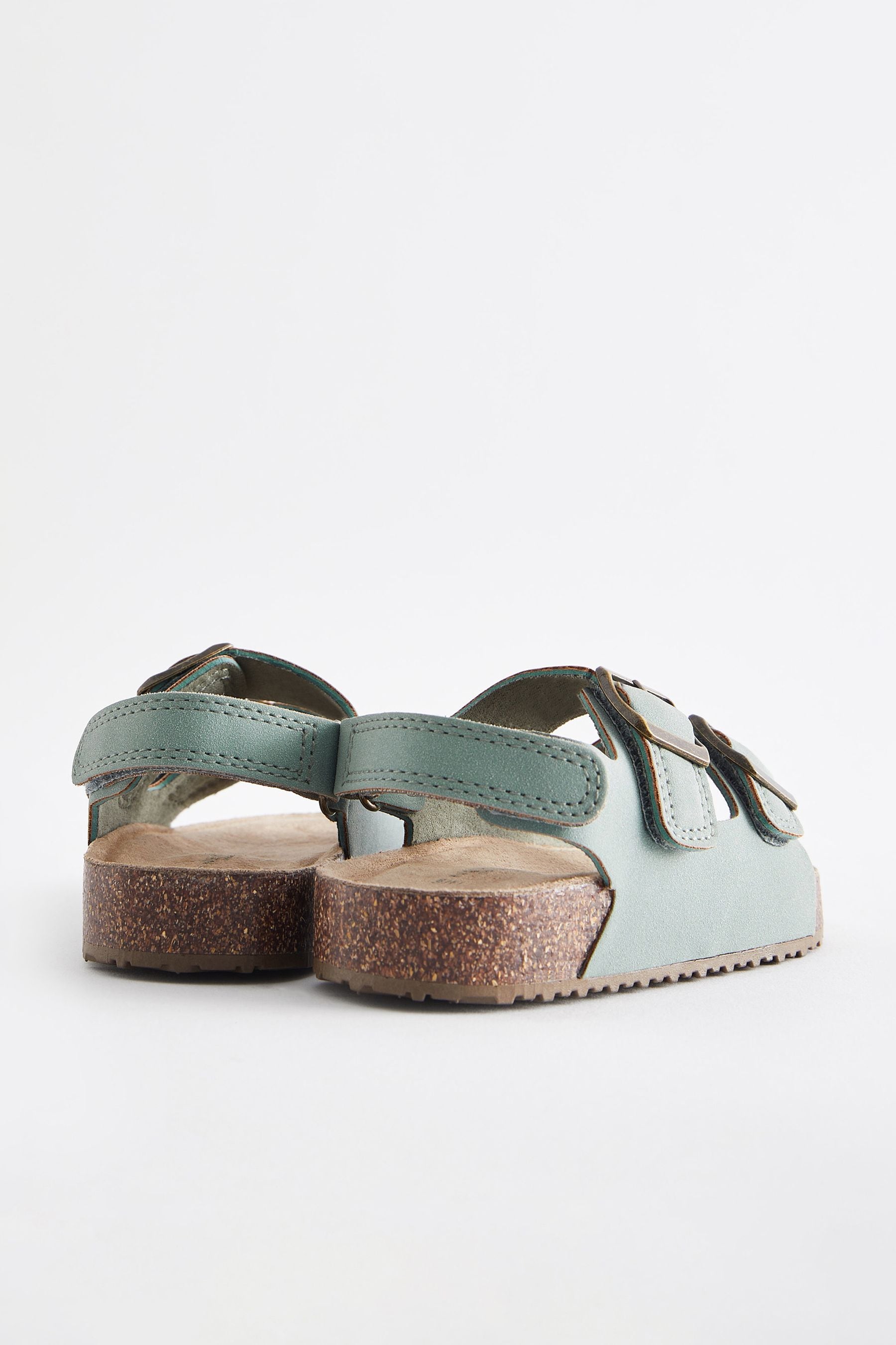 Mint Green Double Buckle Cushioned Footbed Sandals