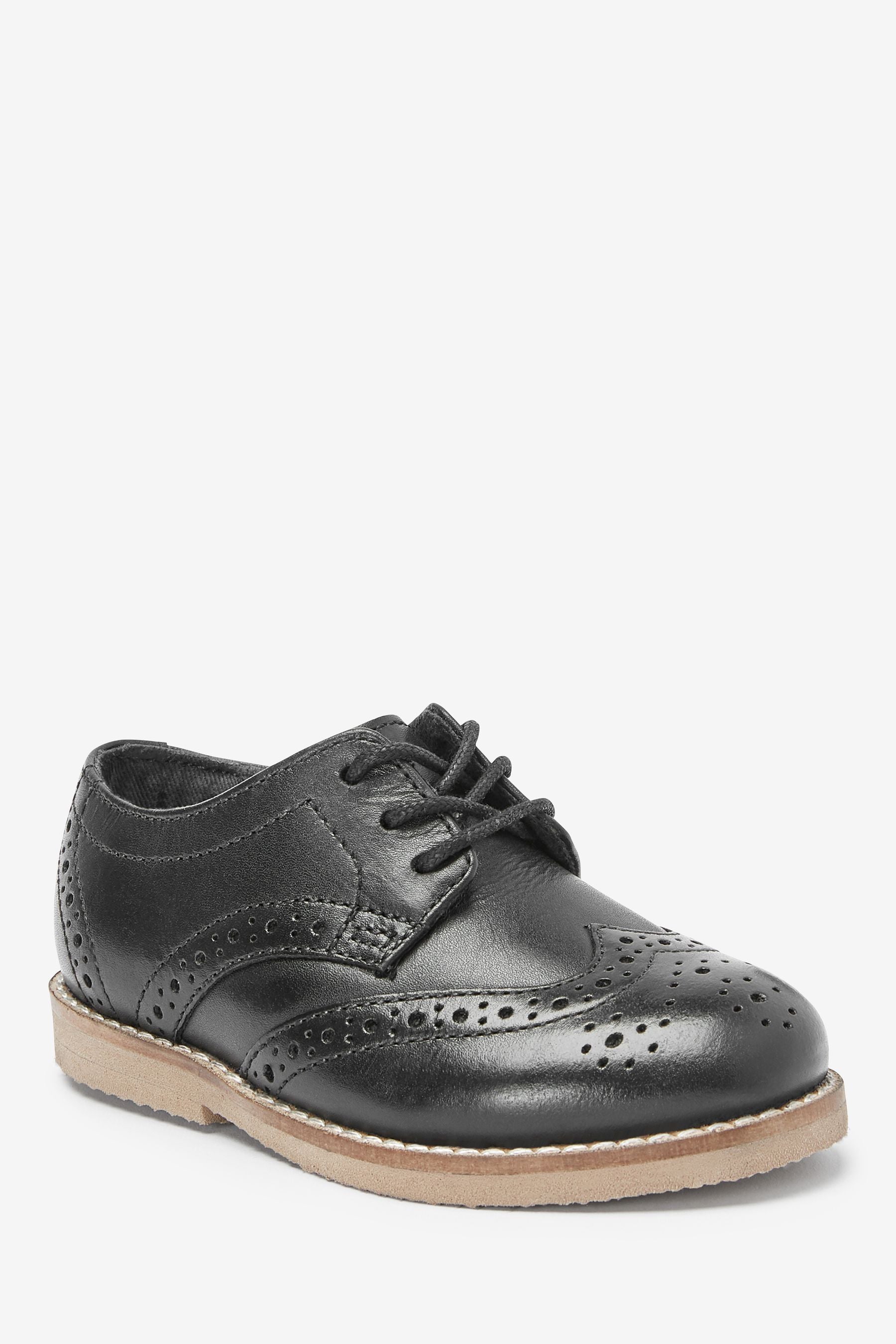 Black Leather Brogue Shoes