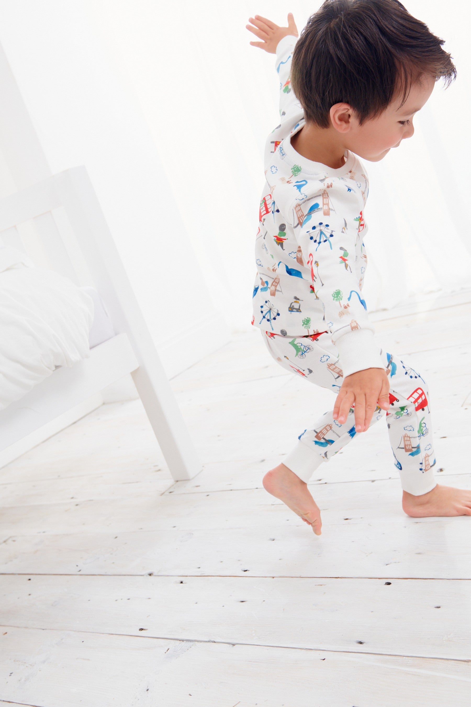 White/Blue/Red London Dinosaur 3 Pack Snuggle Pyjamas (9mths-12yrs)