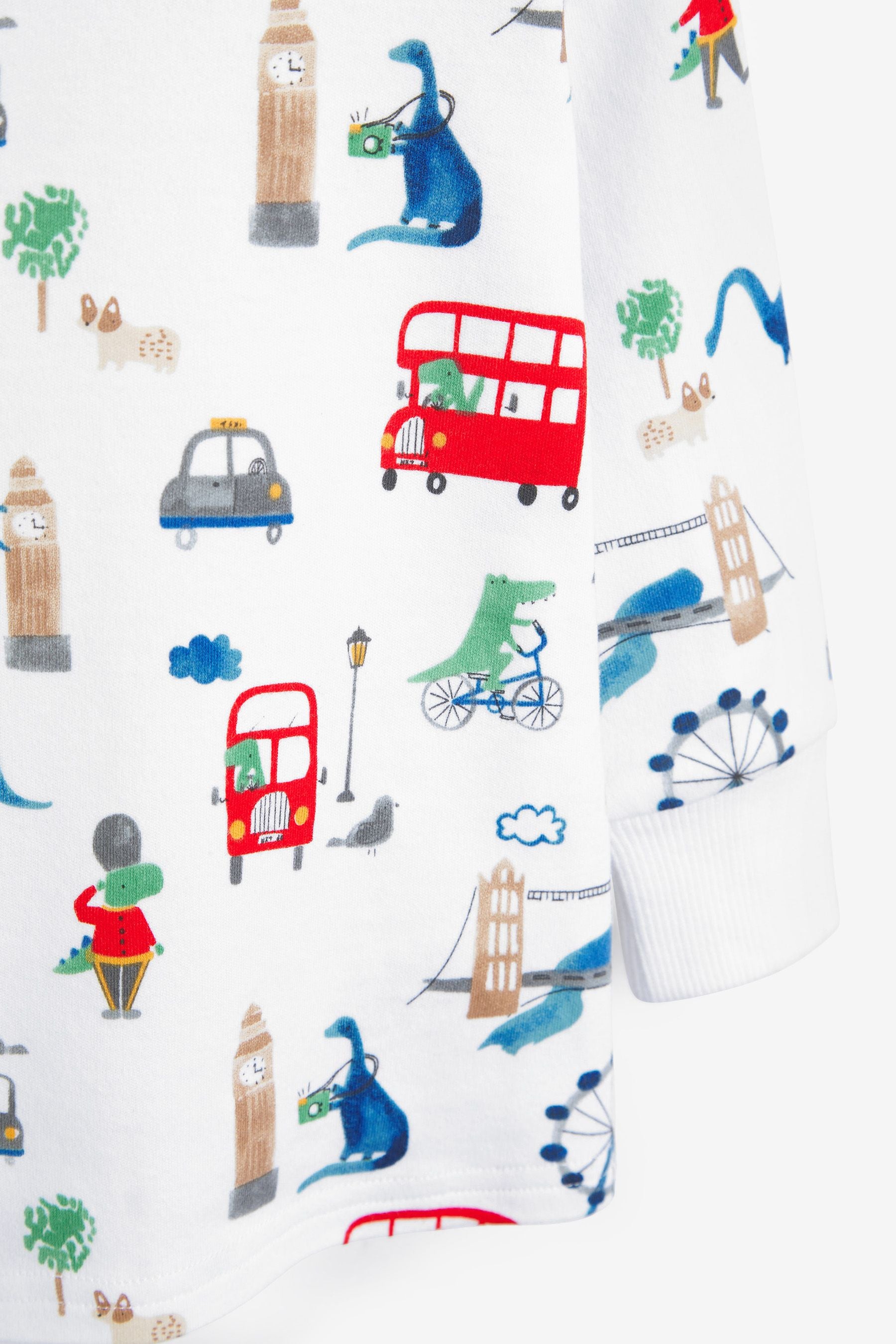 White/Blue/Red London Dinosaur 3 Pack Snuggle Pyjamas (9mths-12yrs)