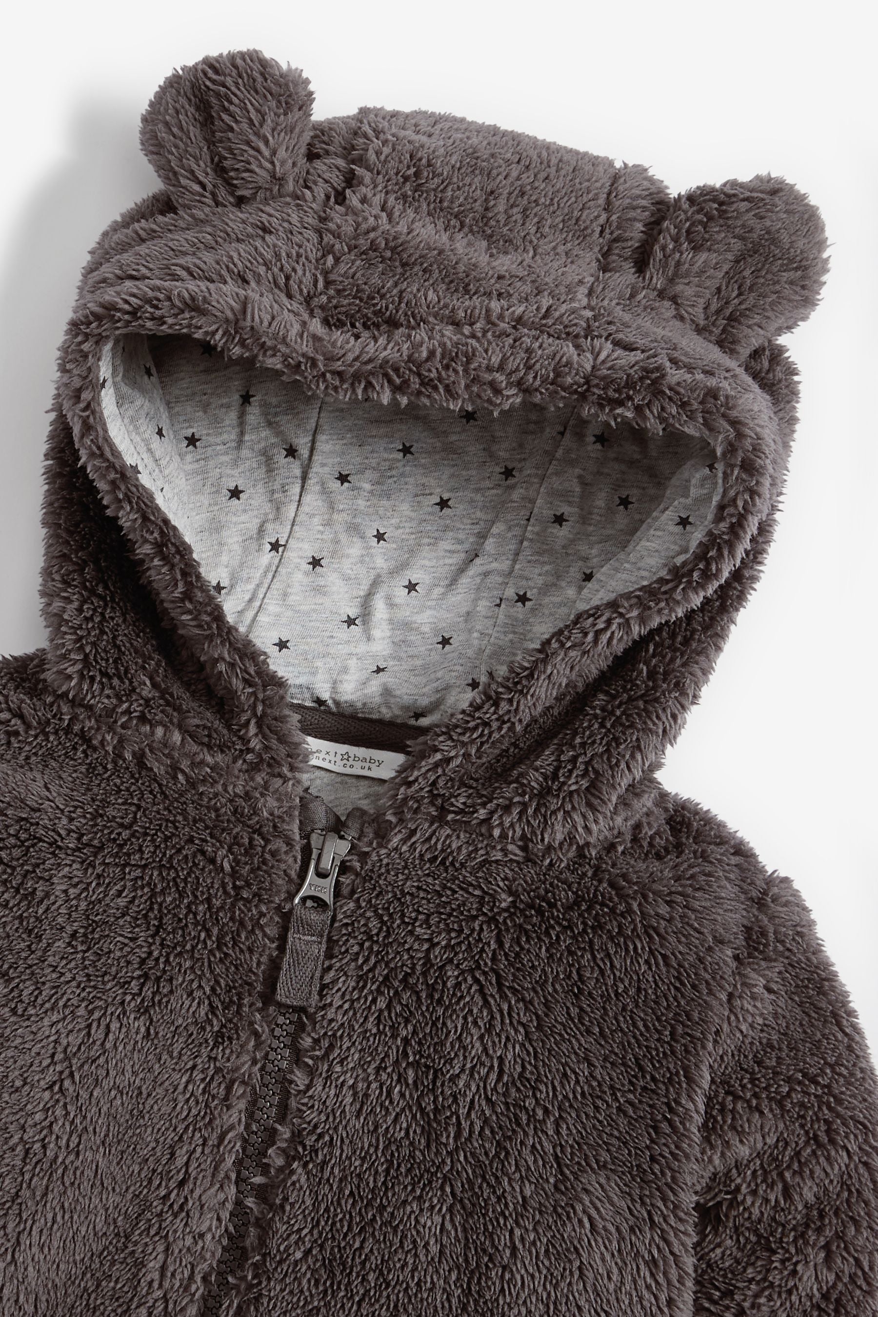 Charcoal Grey Cosy Fleece Bear Baby Jacket (0mths-2yrs)