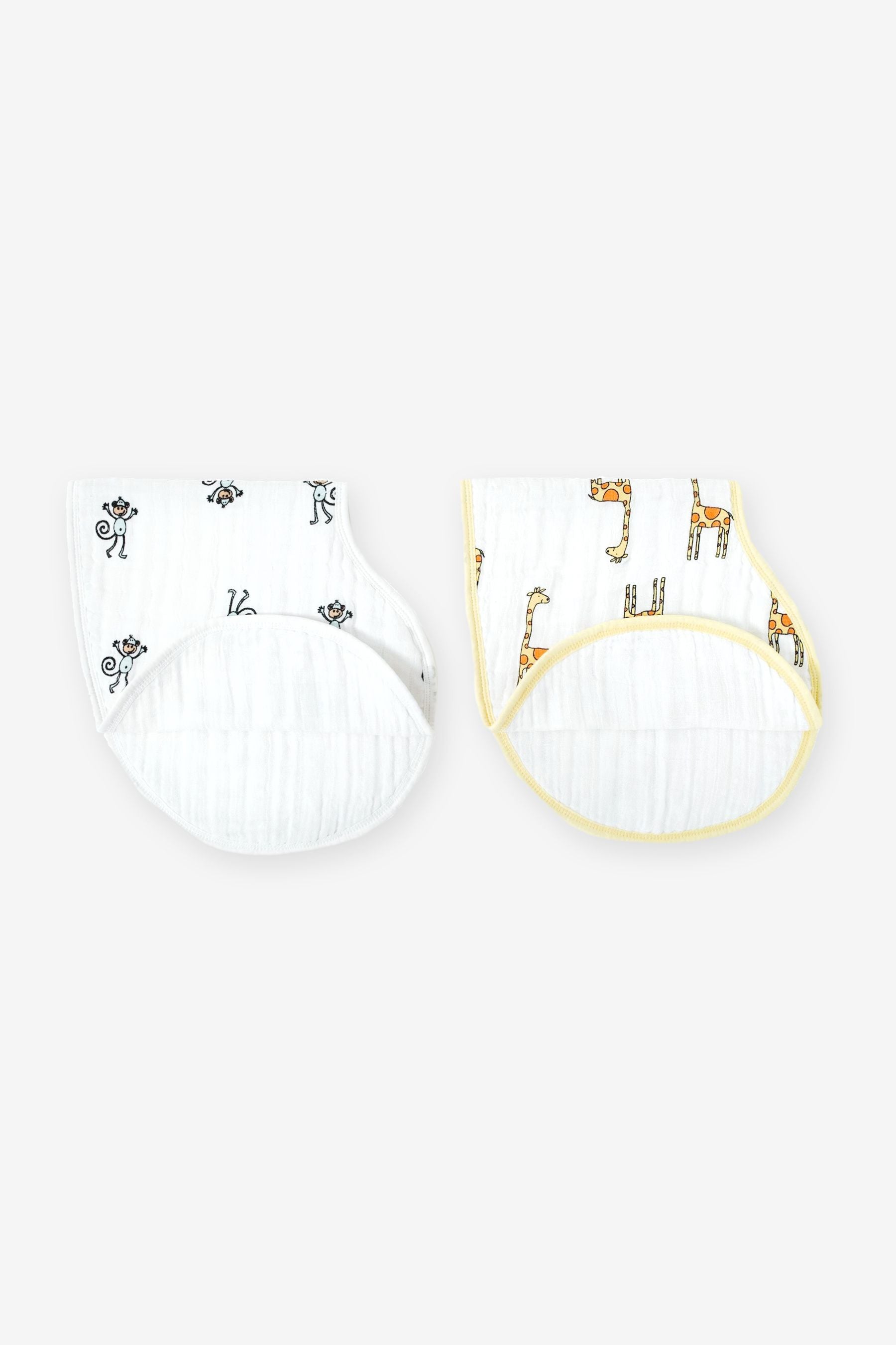 White aden + anais Burpy Bibs 2 Pack Cotton Muslin Jungle Jam