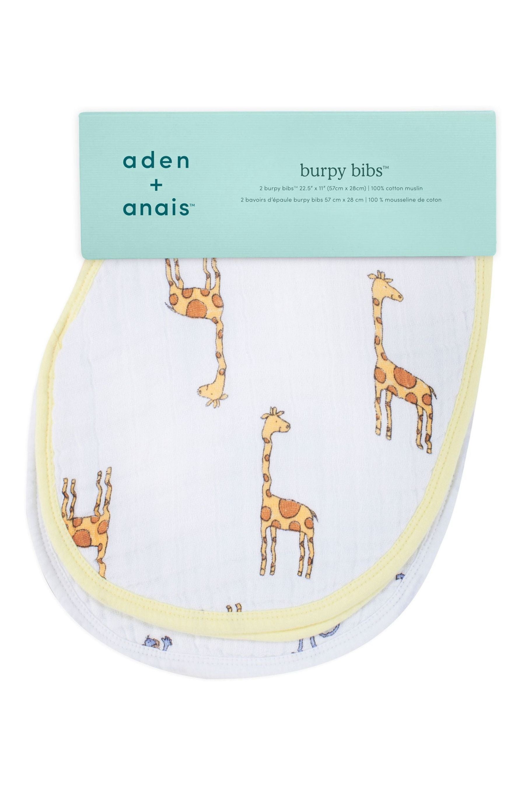 White aden + anais Burpy Bibs 2 Pack Cotton Muslin Jungle Jam