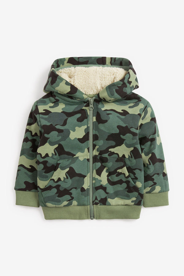 Camouflage Zip Through Borg Lined Hoodie (3mths-7yrs)