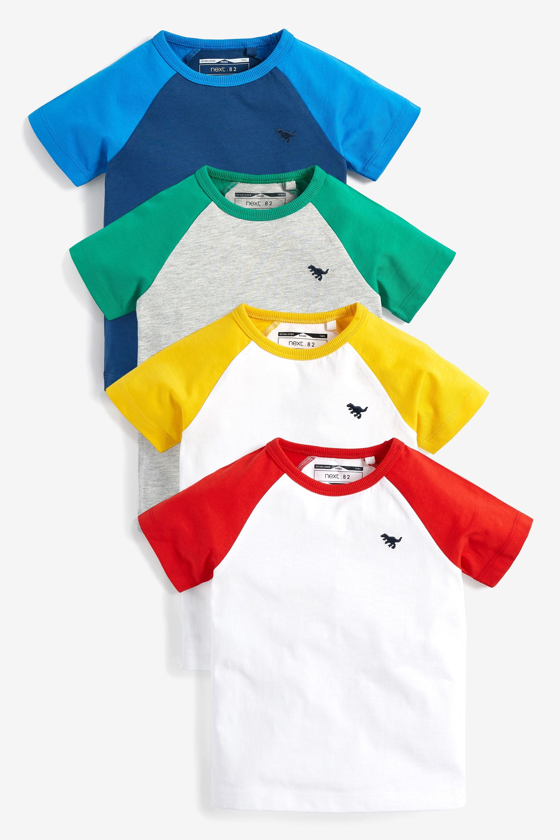 Multi 4 Pack Raglan Sleeve T-Shirts (3mths-7yrs)