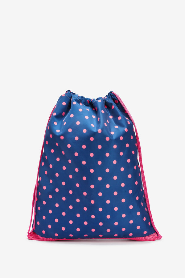 Navy Spot Drawstring Bag