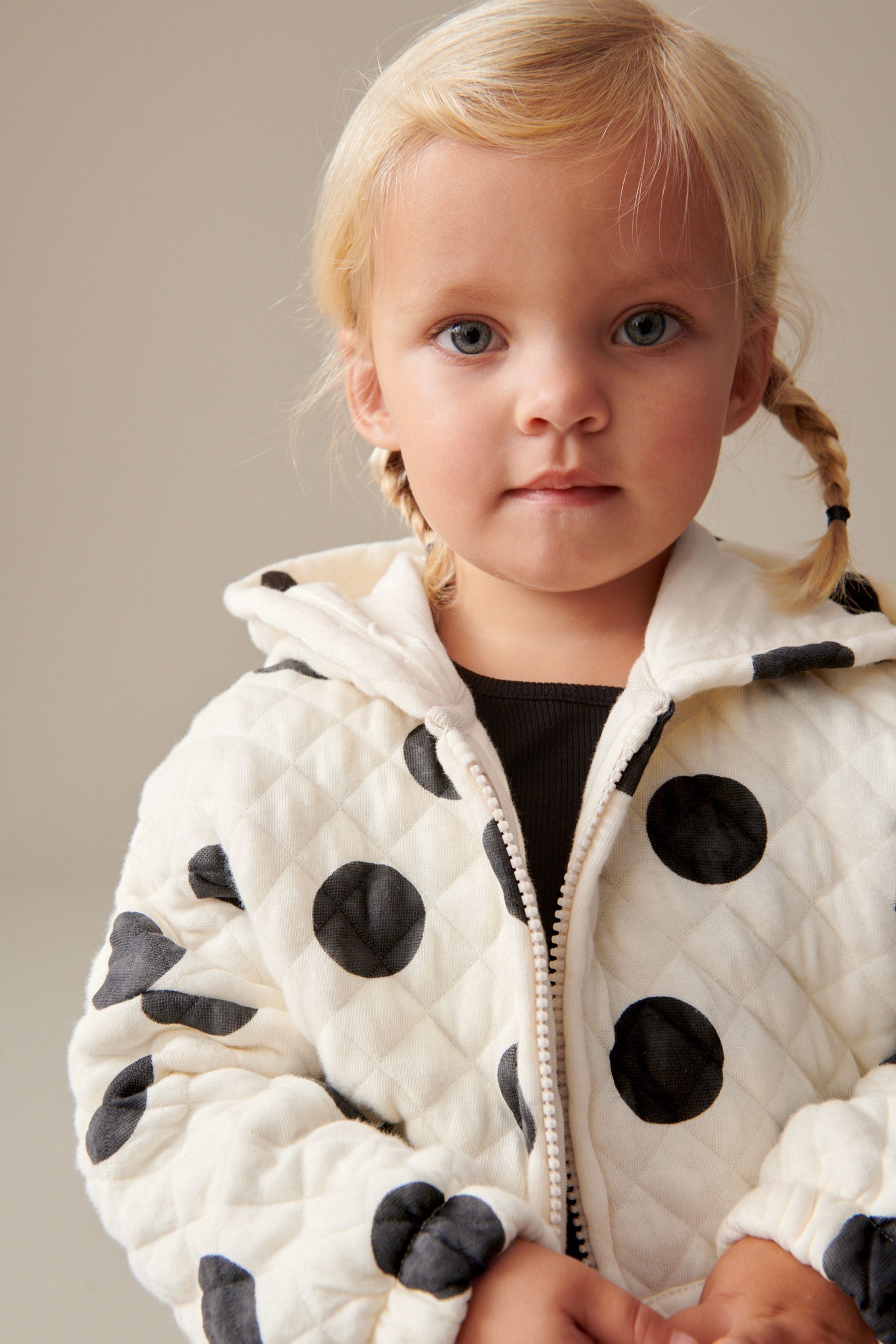 Monochrome Quilted Zip Through Hoodie (3mths-7yrs)