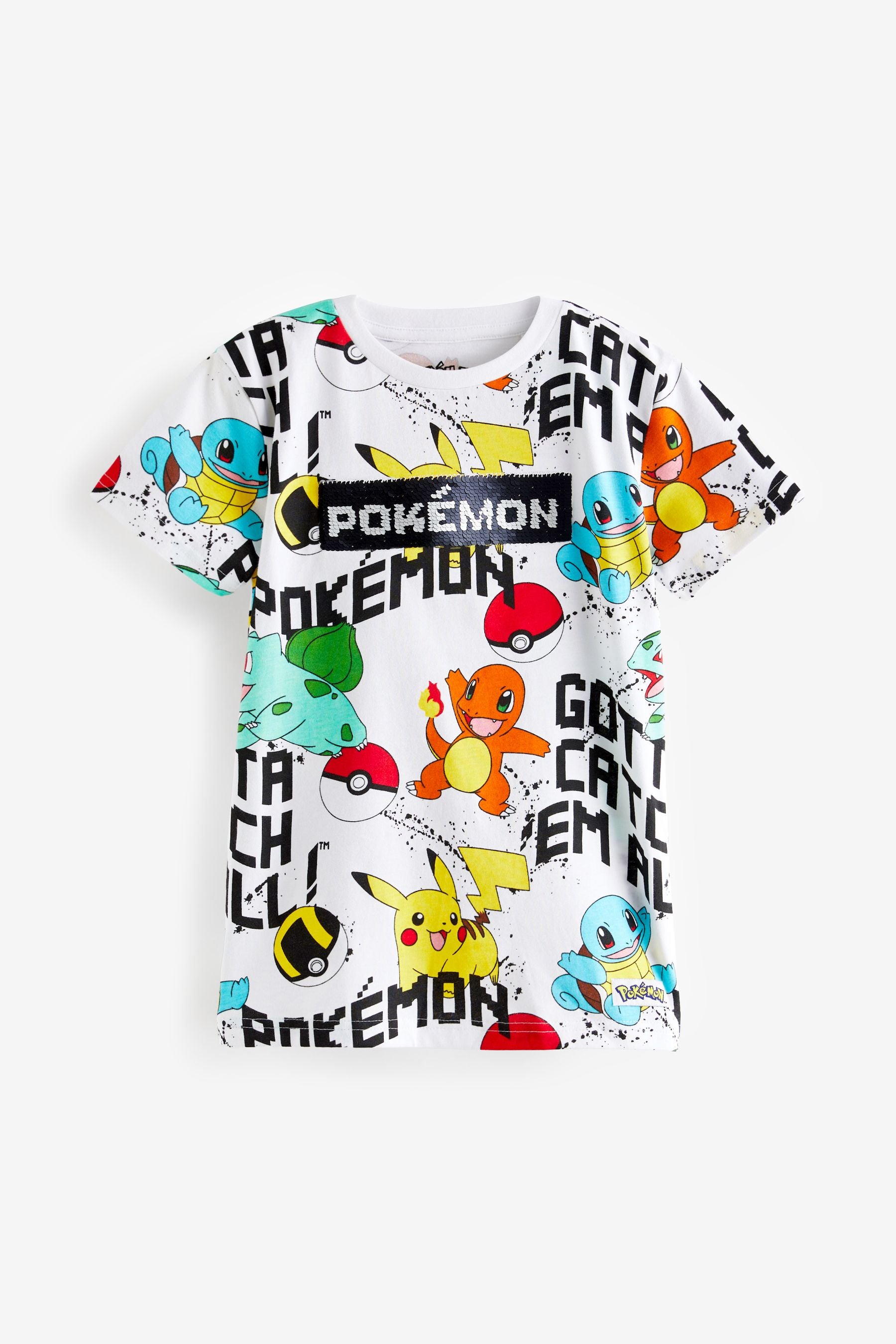 Pokémon White Flippy Sequin License T-Shirt (3-16yrs)