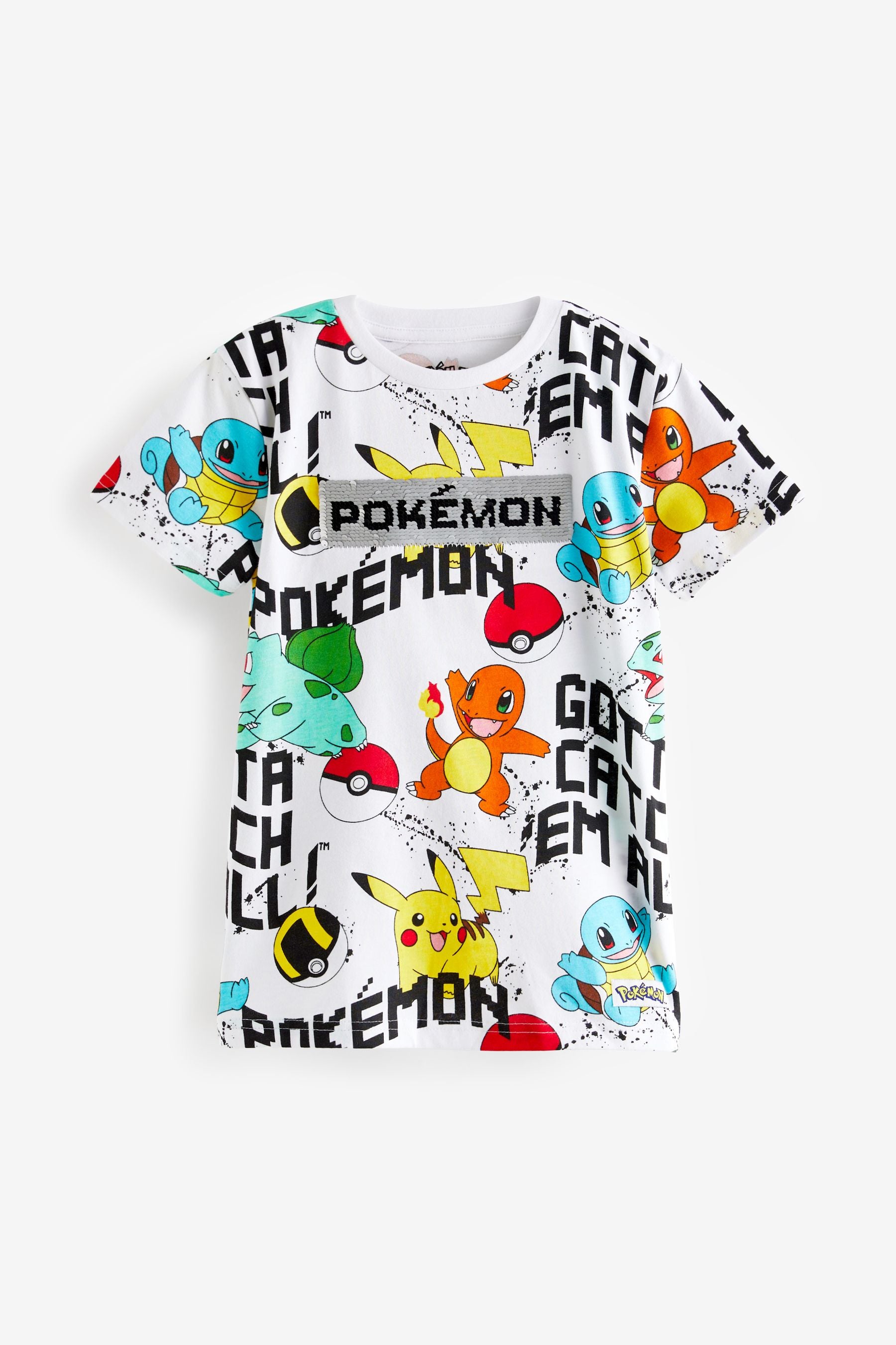 Pokémon White Flippy Sequin License T-Shirt (3-16yrs)