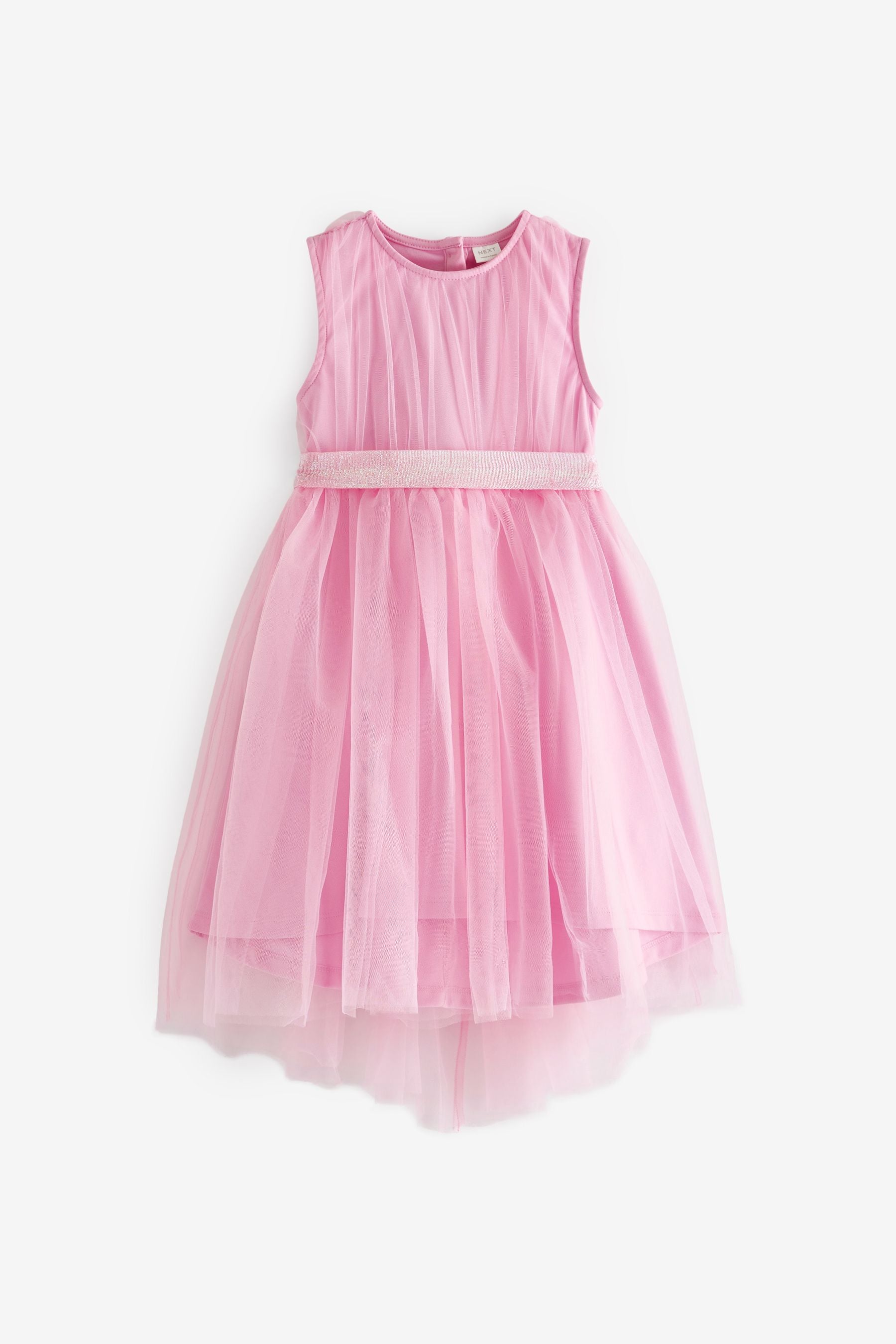 Pale Pink Mesh Tie Back Party Dress (3-16yrs)