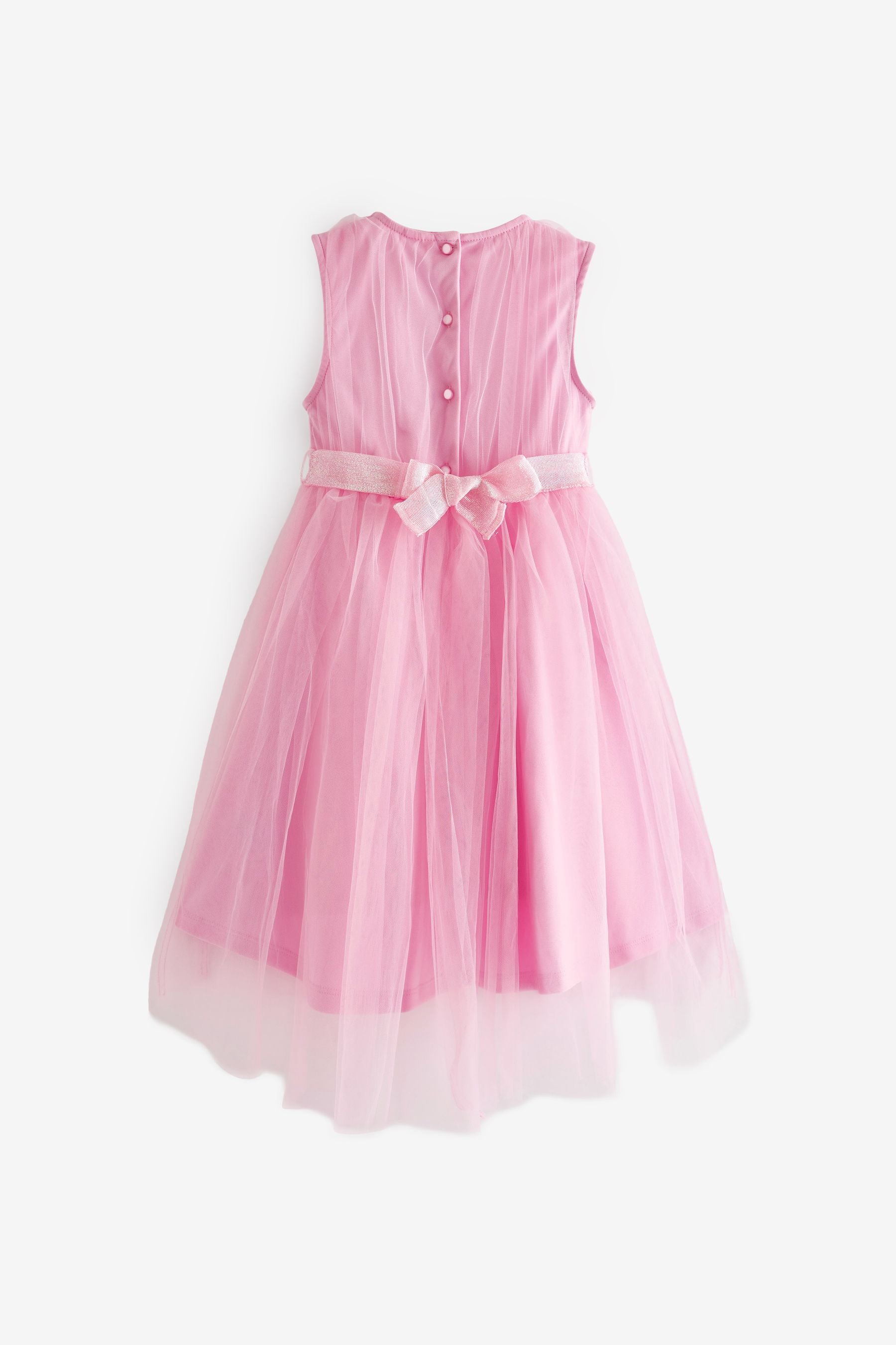 Pale Pink Mesh Tie Back Party Dress (3-16yrs)