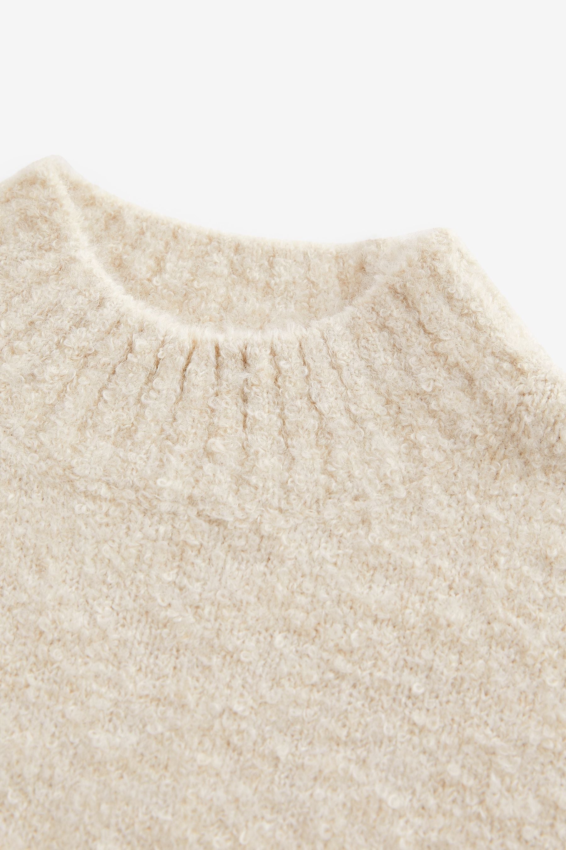 Ecru Cream Marl Bouclé Knitted Jumper Dress (3-16yrs)