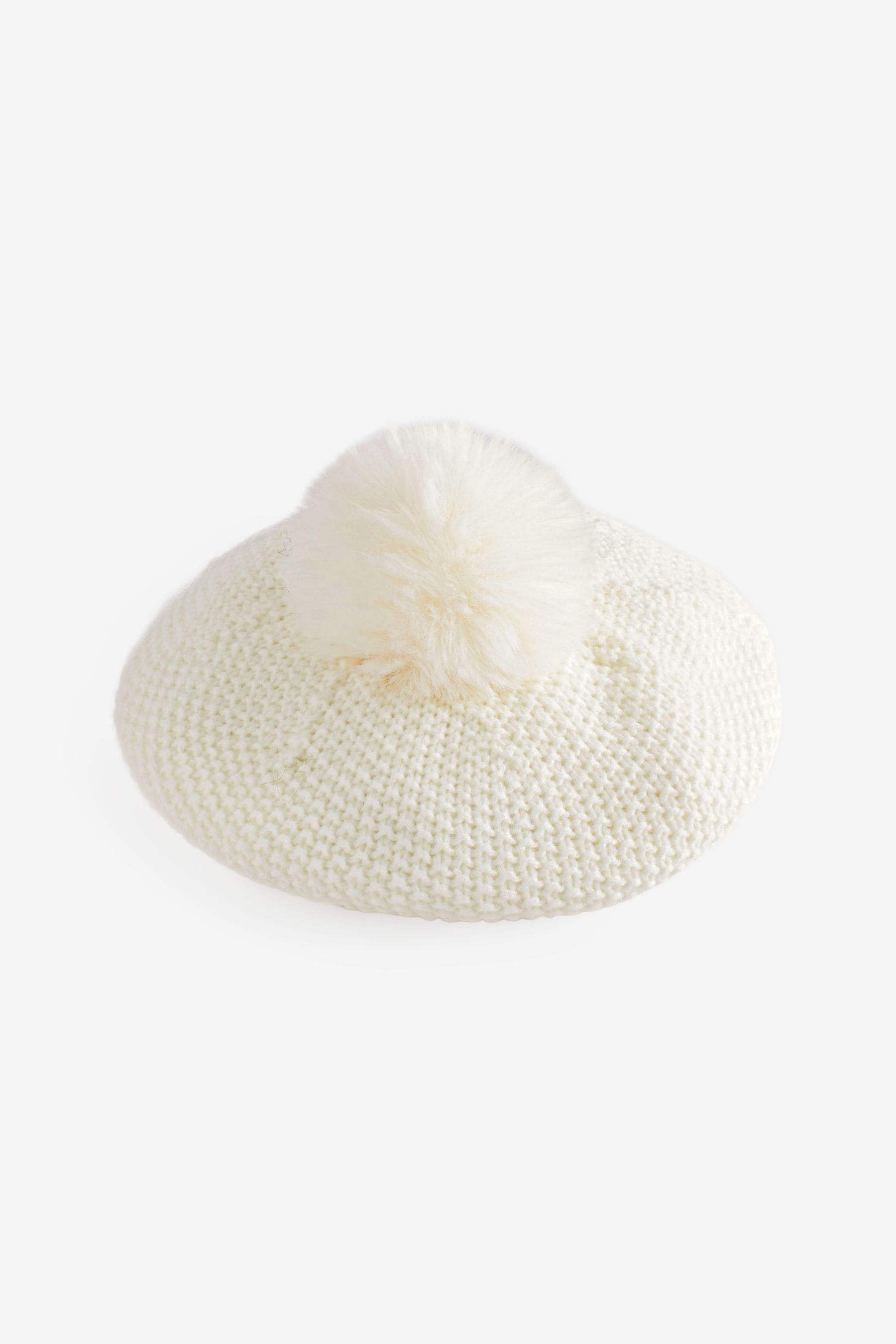 Cream Pom Pom Knitted Beret Hat (3mths-10yrs)