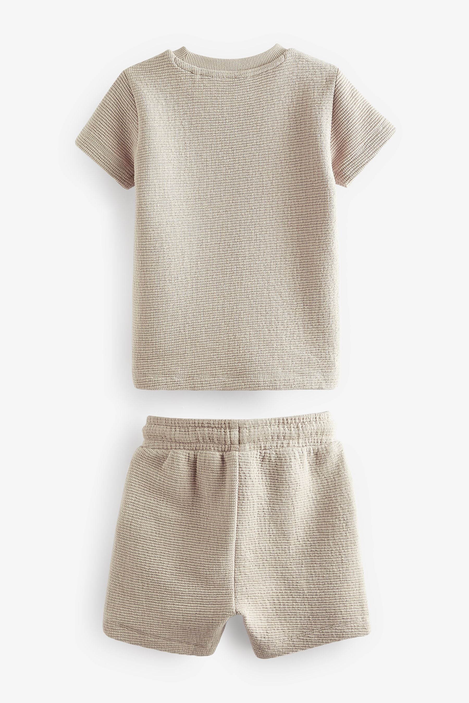 Neutral Textured Jersey Pocket T-Shirt and Shorts Set (3mths-7yrs)