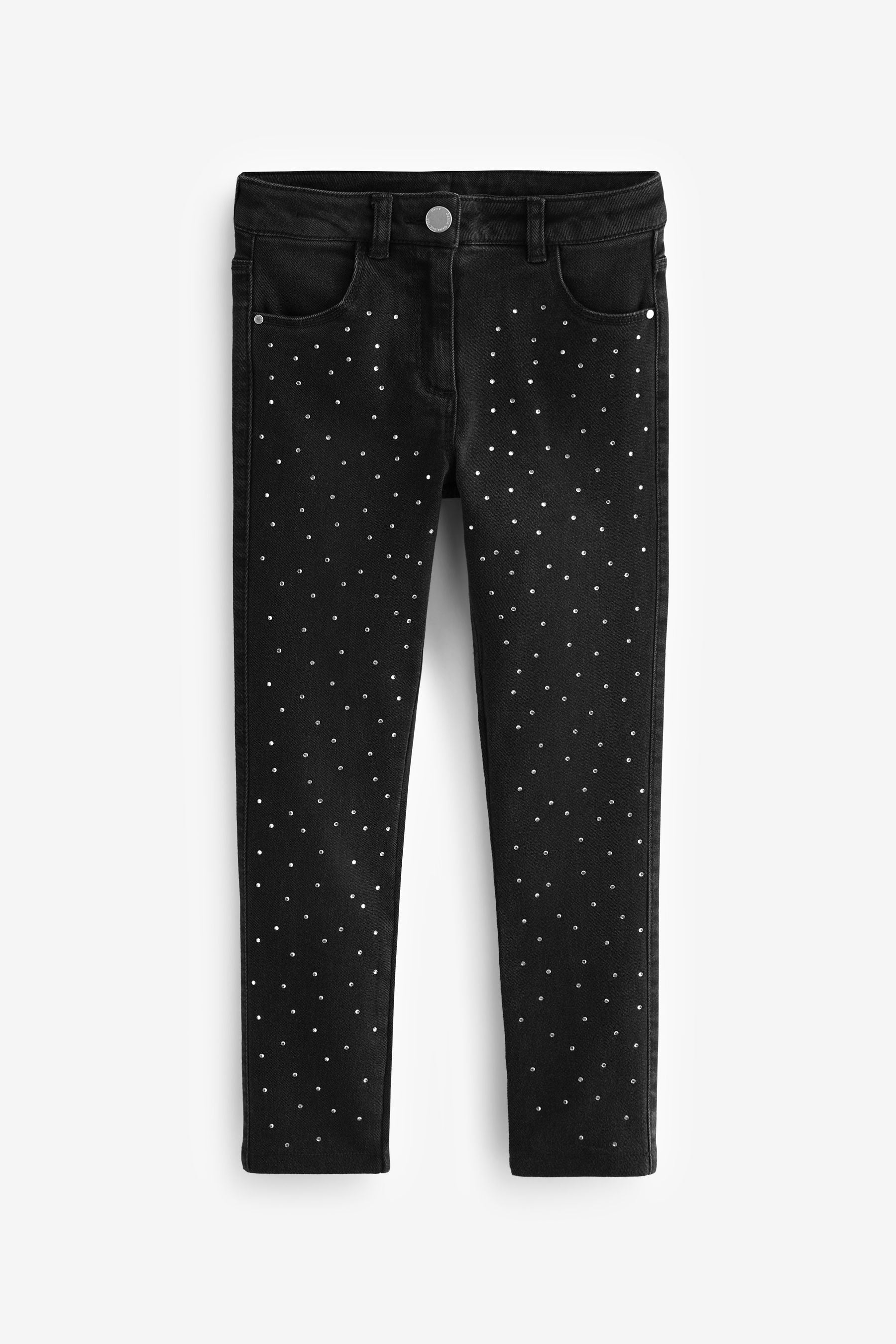 Charcoal Grey Diamanté Embellished Skinny Jeans (3-16yrs)