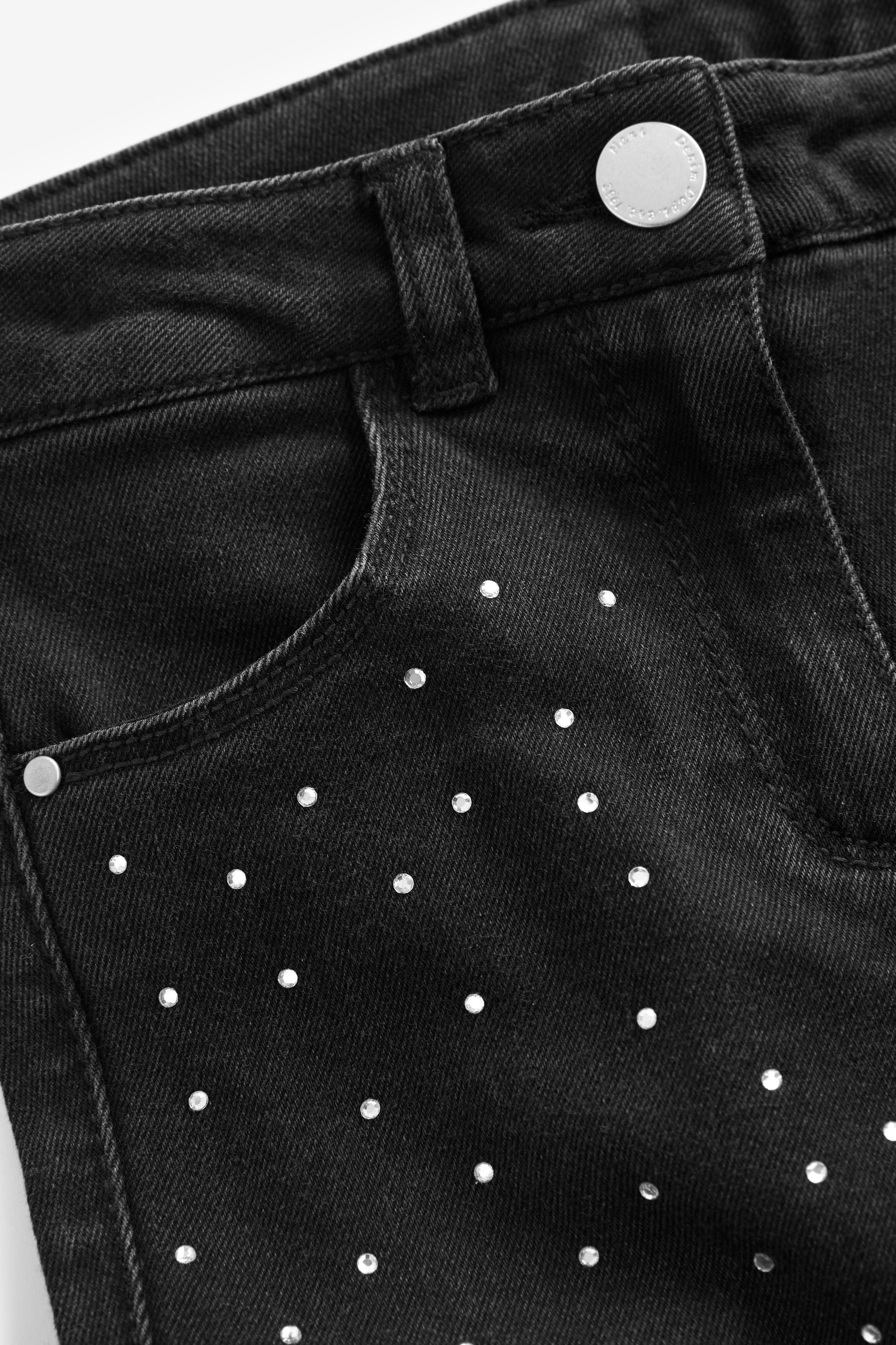 Charcoal Grey Diamanté Embellished Skinny Jeans (3-16yrs)