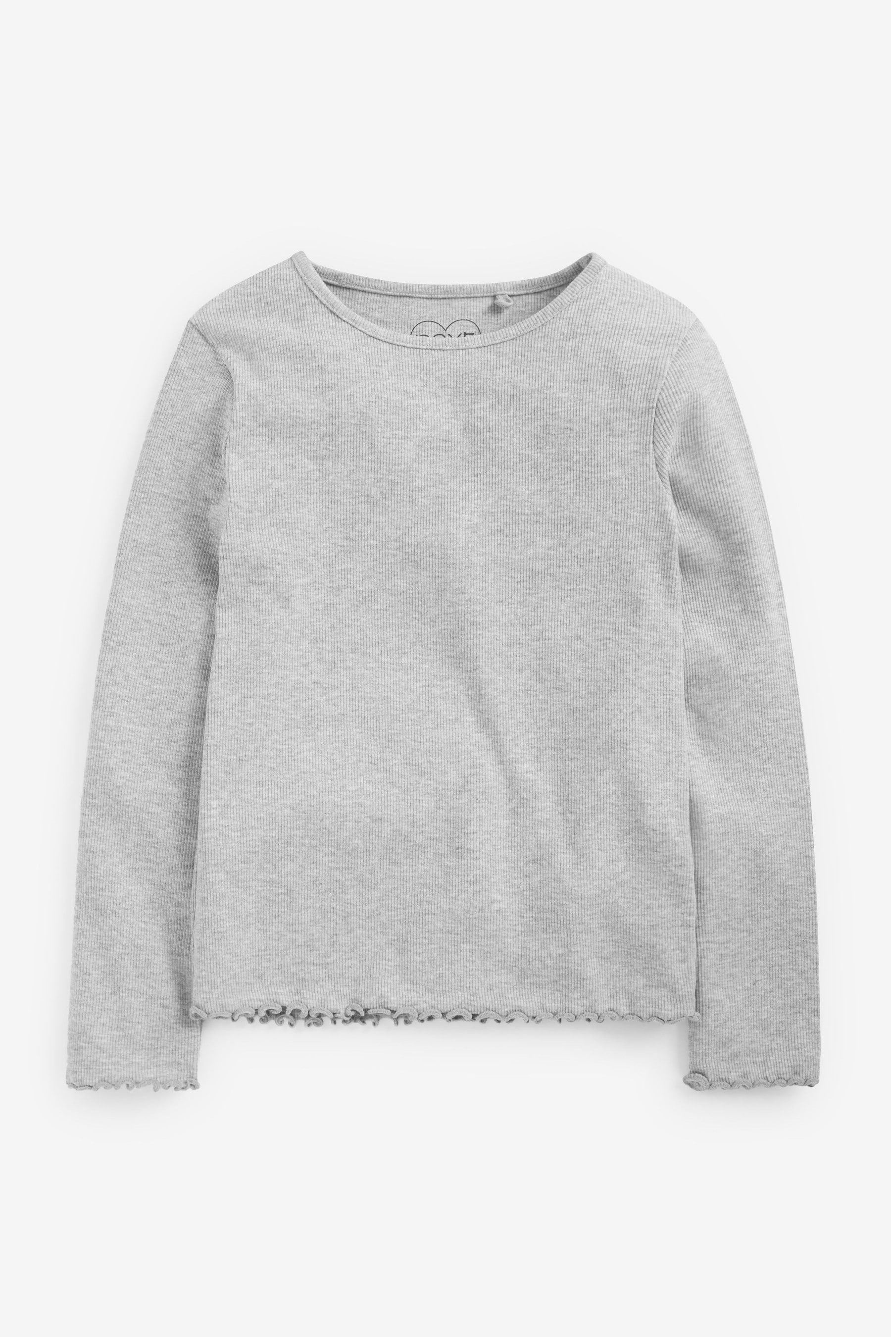 Grey Cotton Rich Long Sleeve Rib T-Shirt (3mths-7yrs)