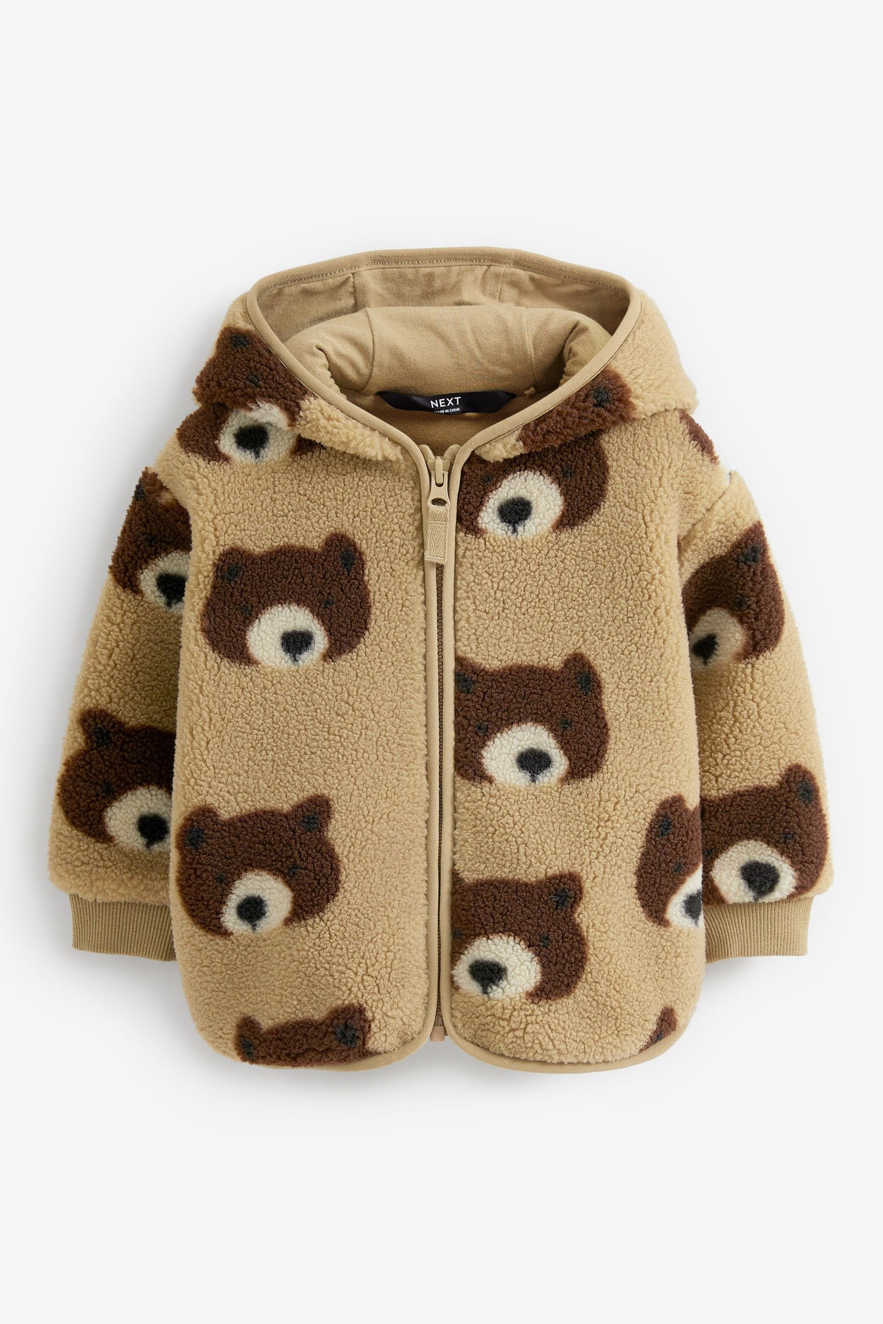 Tan Brown Bear Borg All Over Print Jacket (3mths-7yrs)