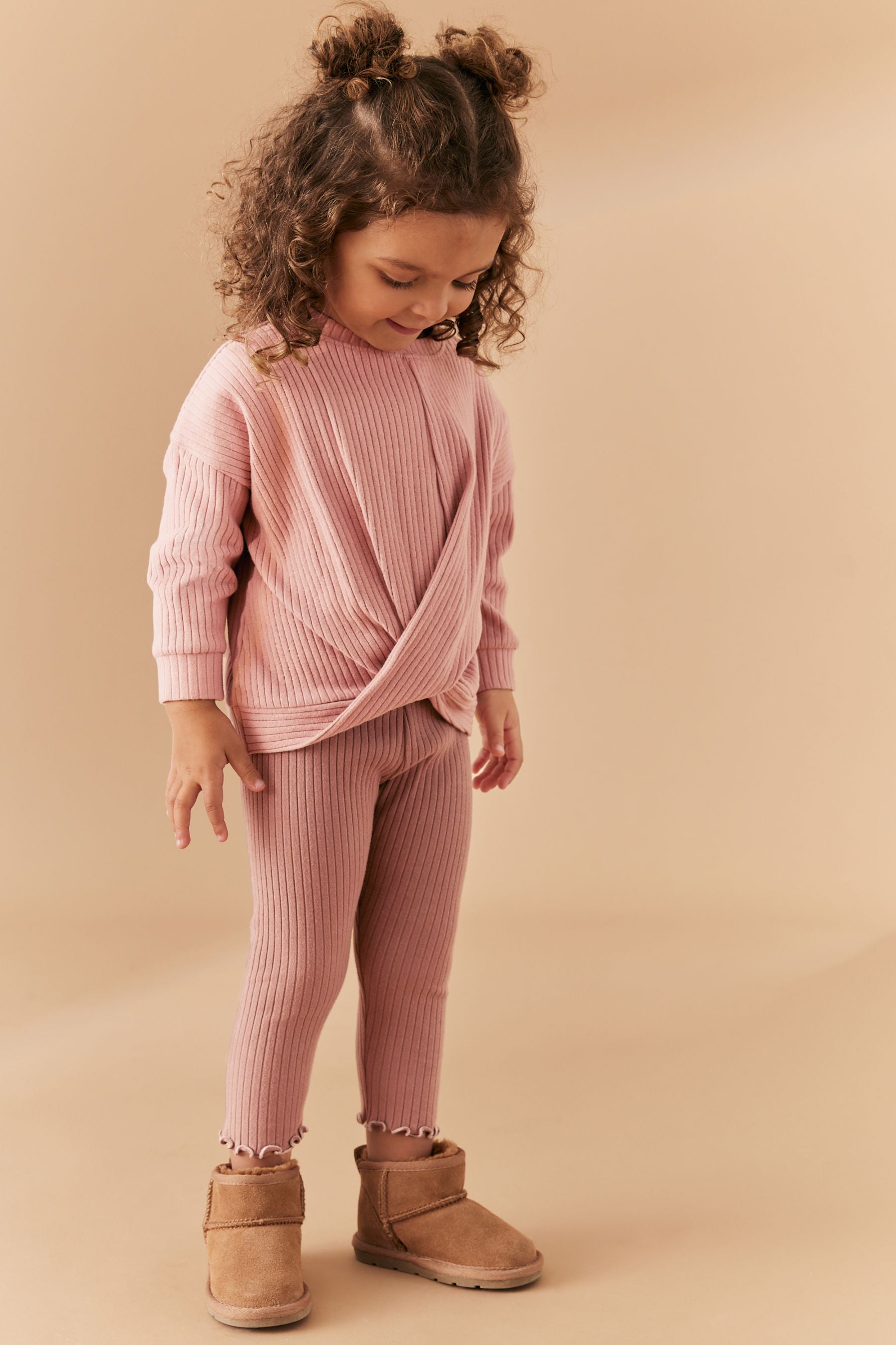 Pink Ribbed Top & Legging Set (3mths-7yrs)