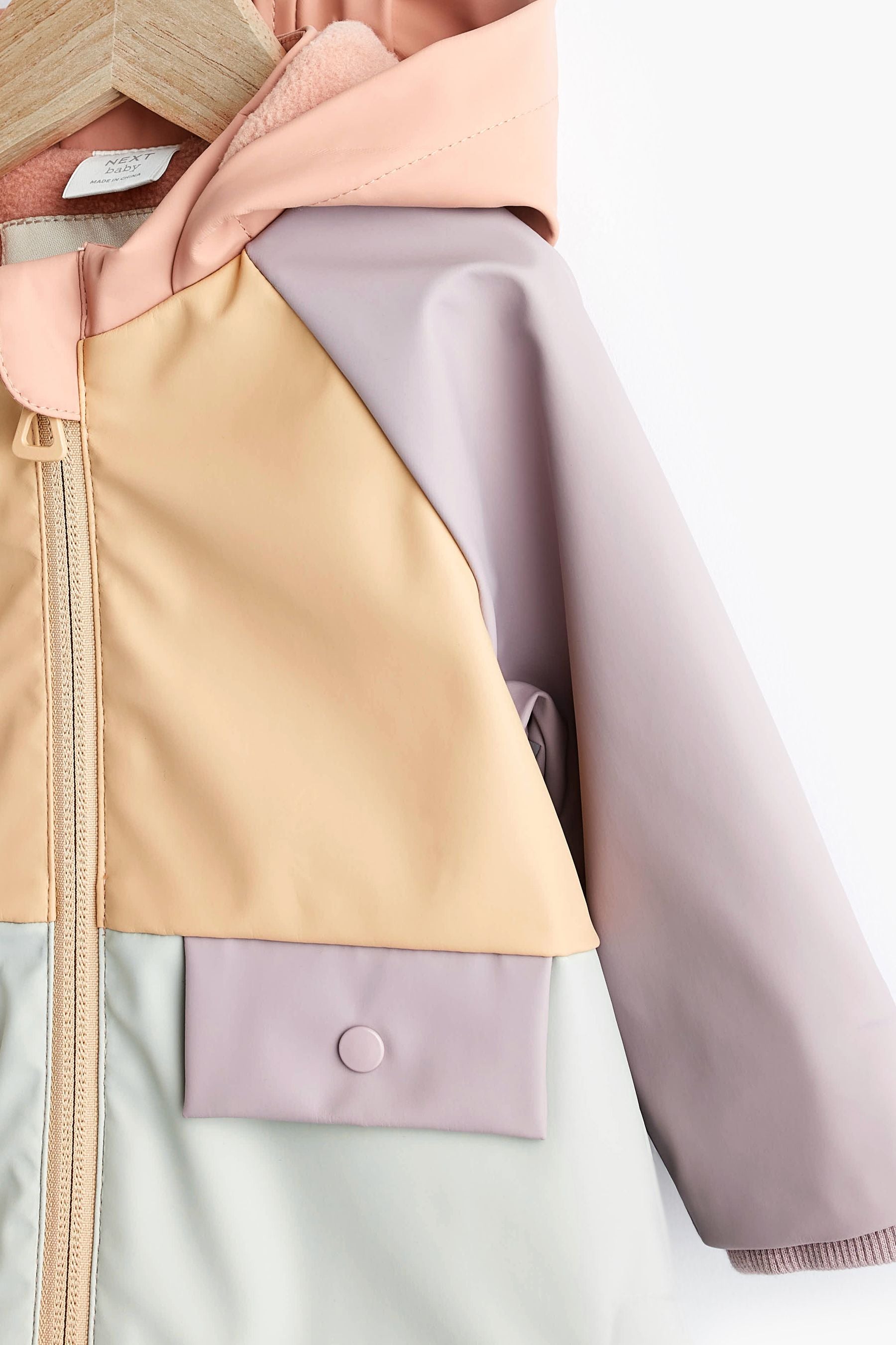 Pastel Colourblock Fleece Lined Zip Rubberised Jacket