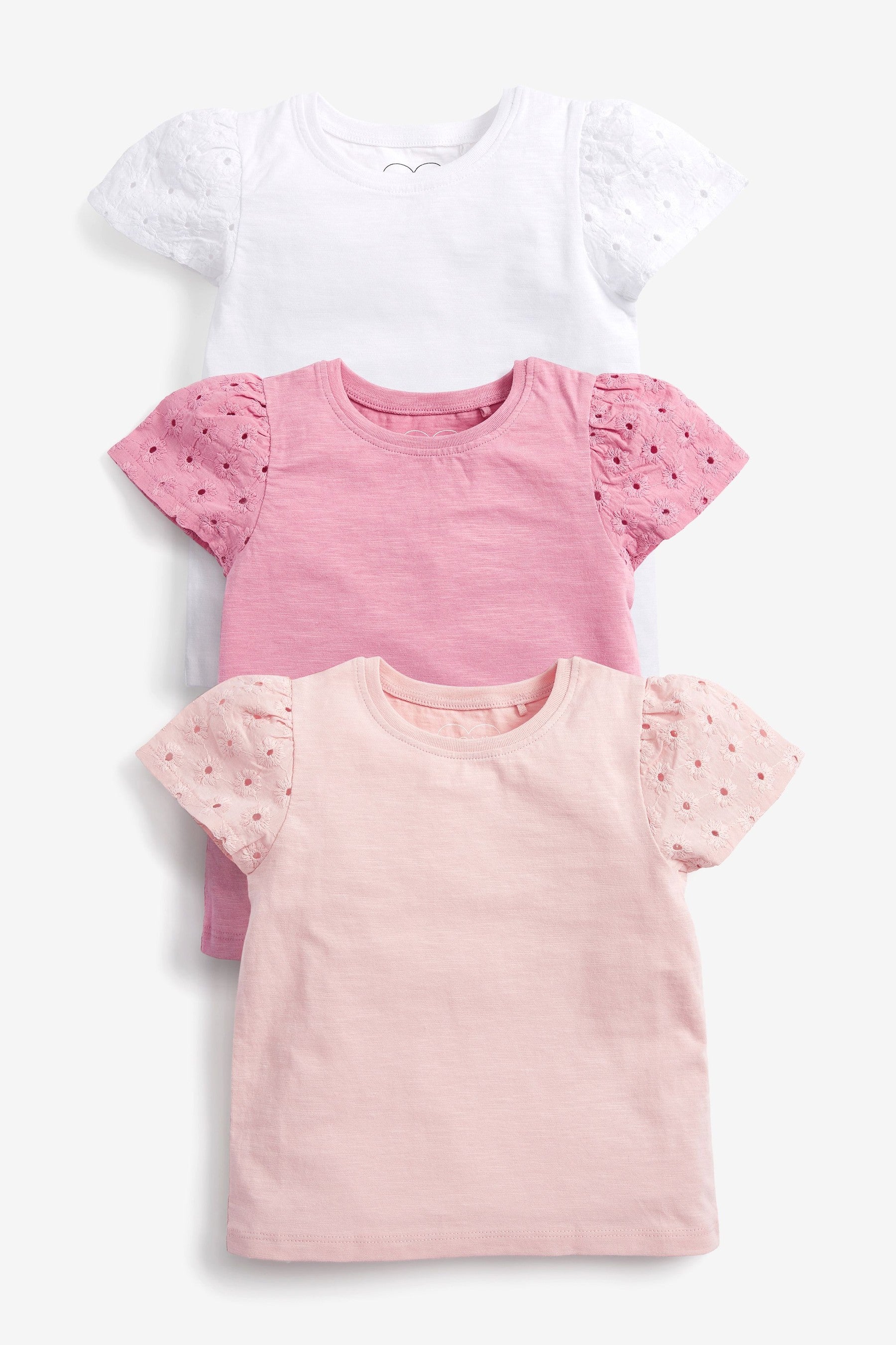 Pink 3 Pack Cotton T-Shirts (3mths-7yrs)