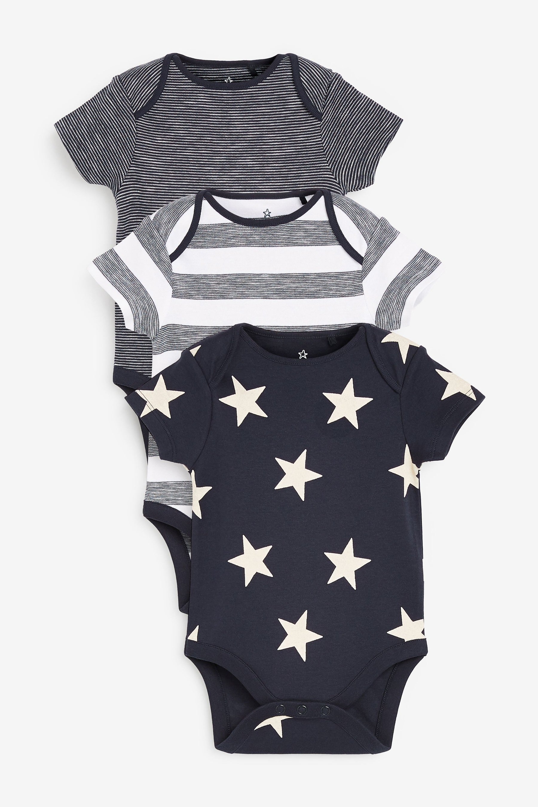 Navy Star Short Sleeve Bodysuits 3 Pack