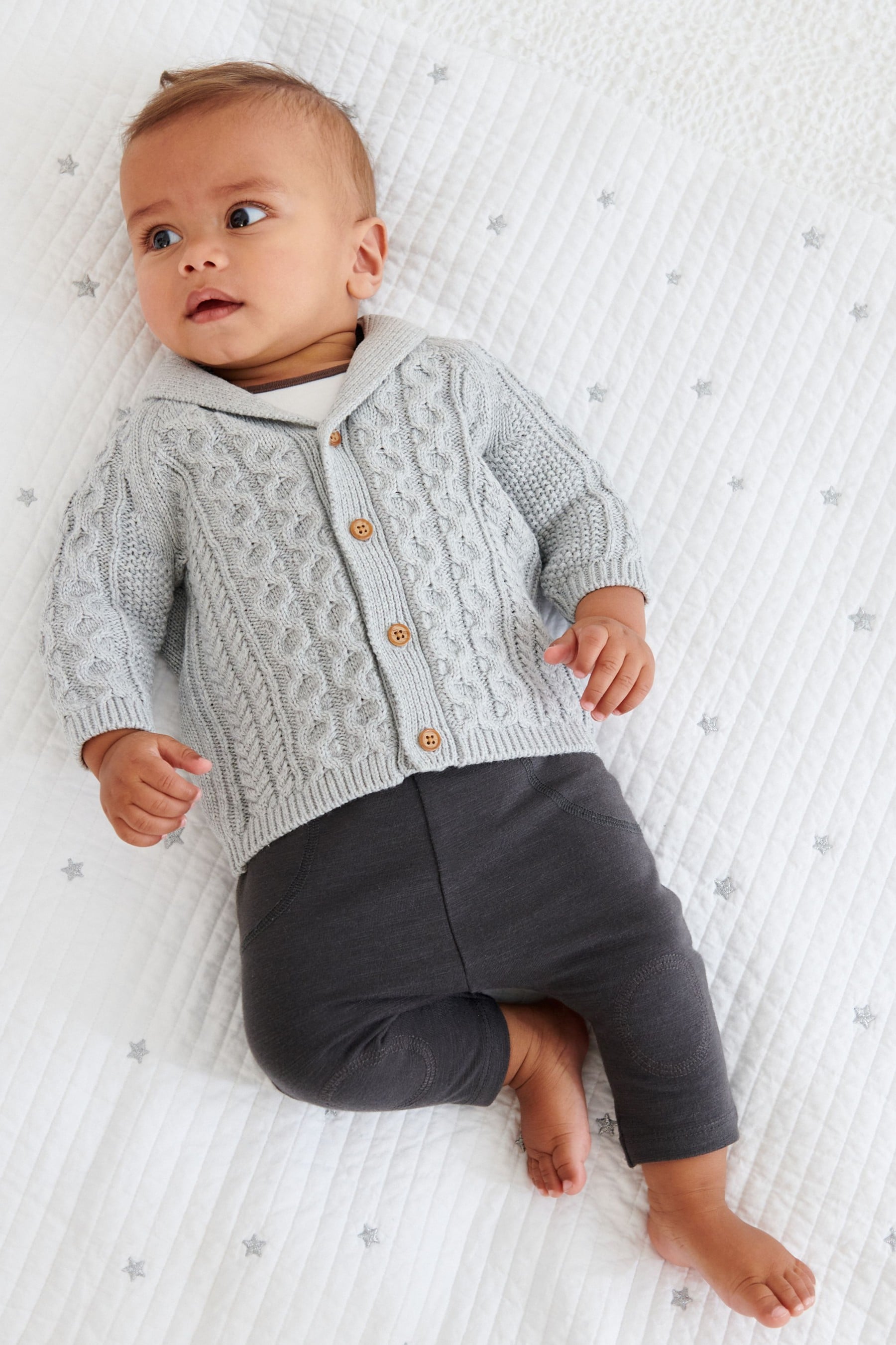 Grey Baby Shawl Cardigan (0mths-2yrs)