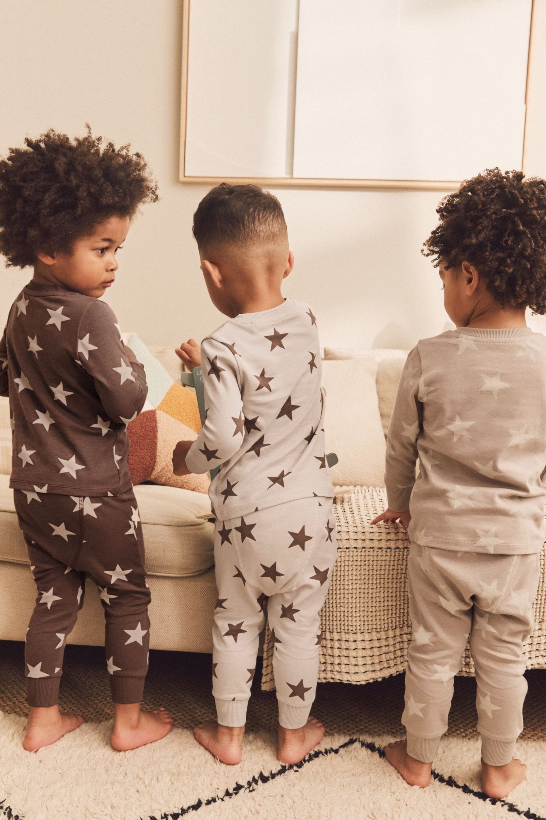 Neutral Star 3 Pack Snuggle Long Sleeve Pyjamas (9mths-10yrs)