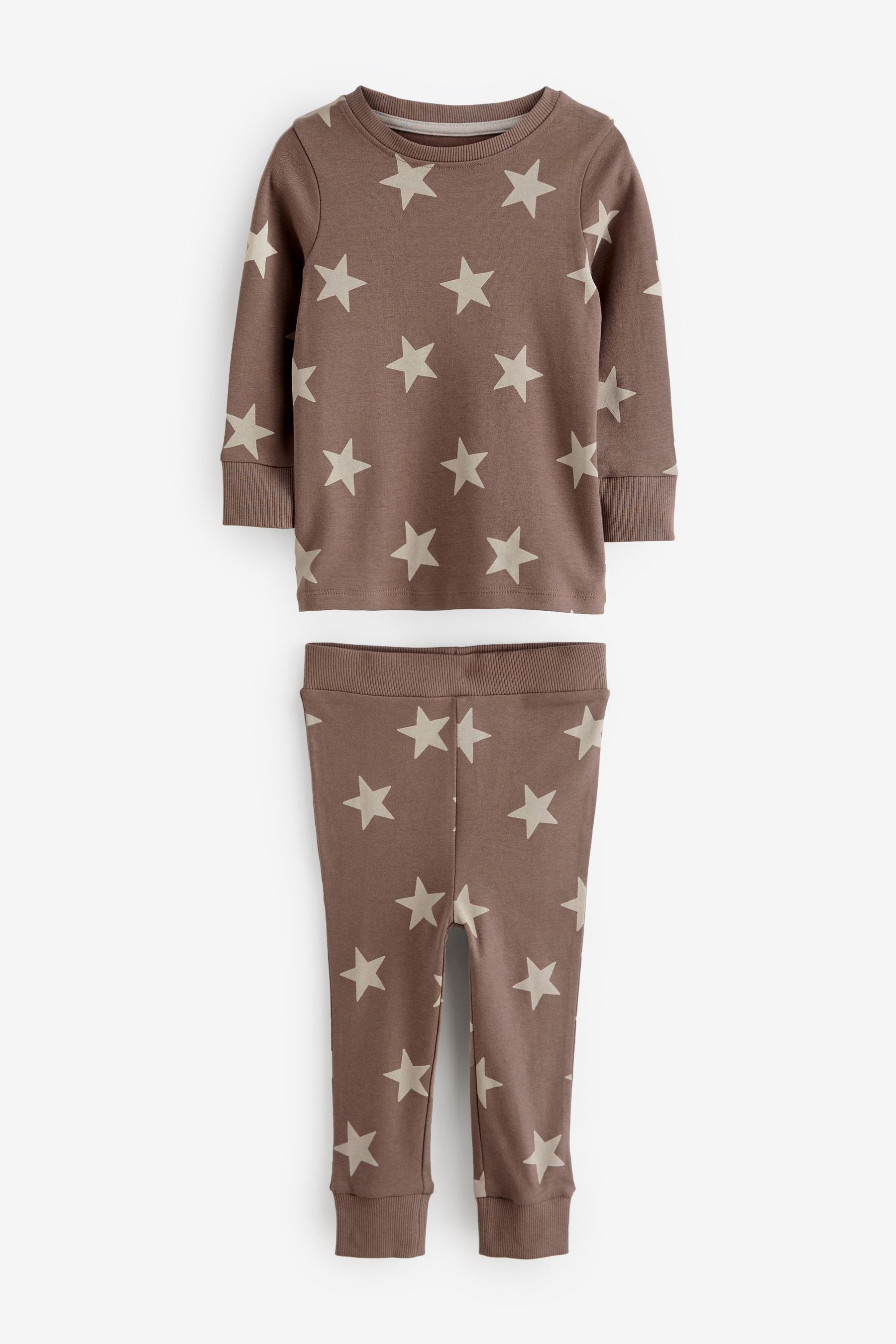 Neutral Star 3 Pack Snuggle Long Sleeve Pyjamas (9mths-10yrs)