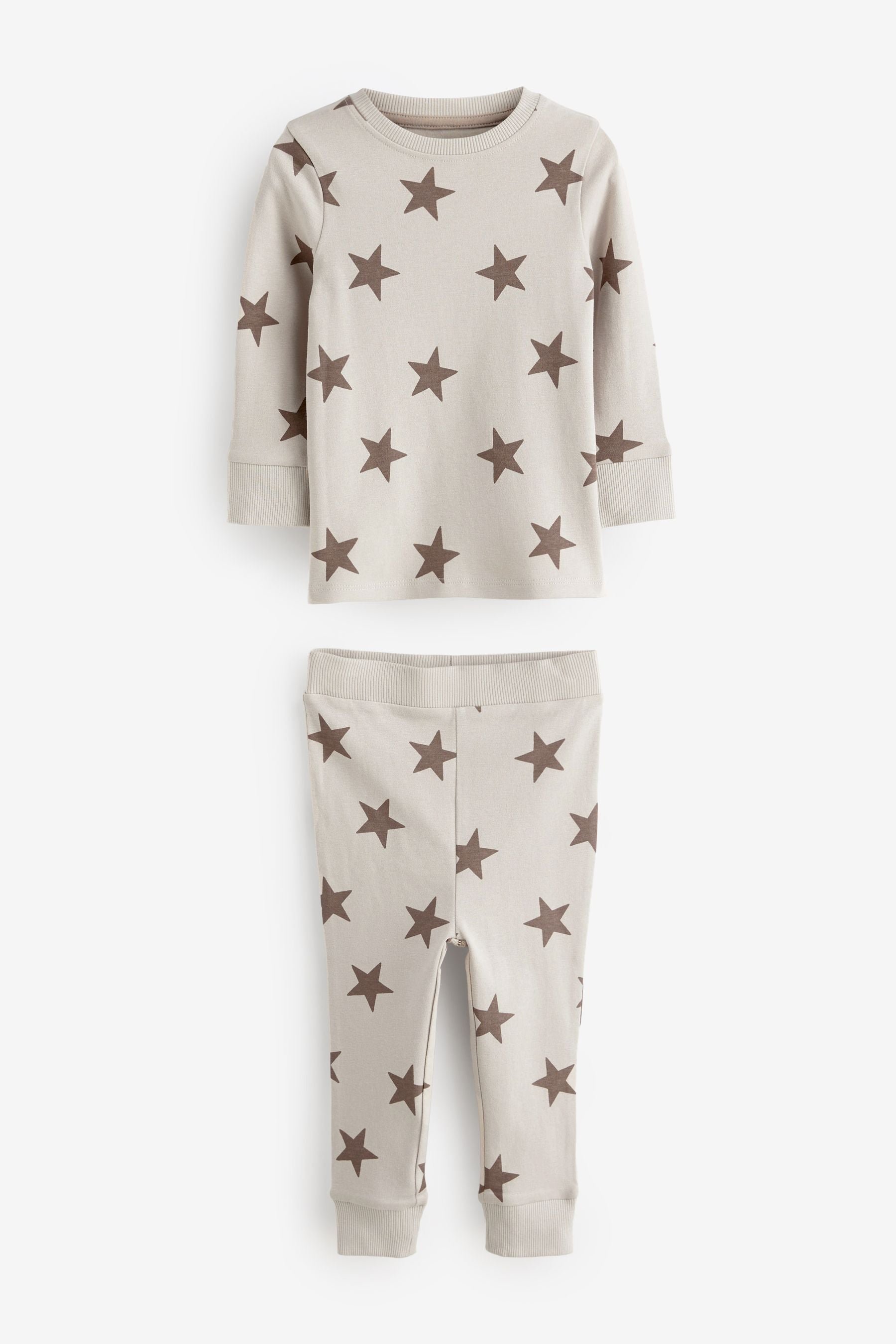 Neutral Star 3 Pack Snuggle Long Sleeve Pyjamas (9mths-10yrs)