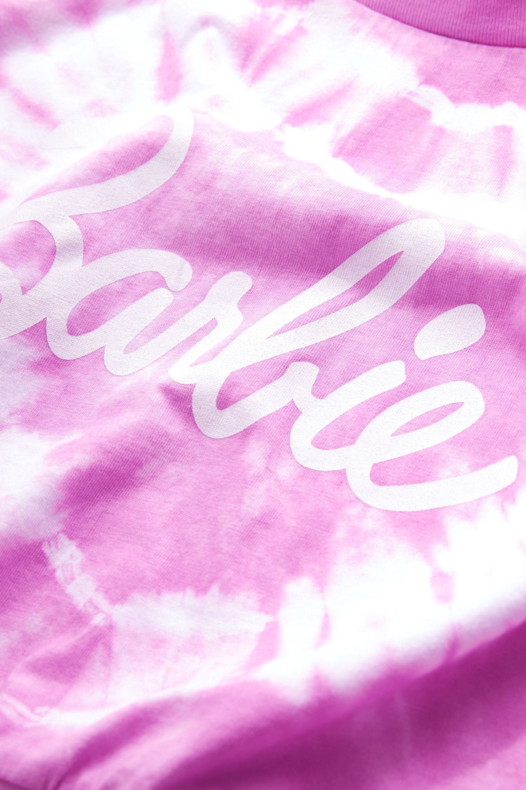 Barbie Pink Tie Dye License Long Sleeve Cuffed Sweat Top (3-16yrs)