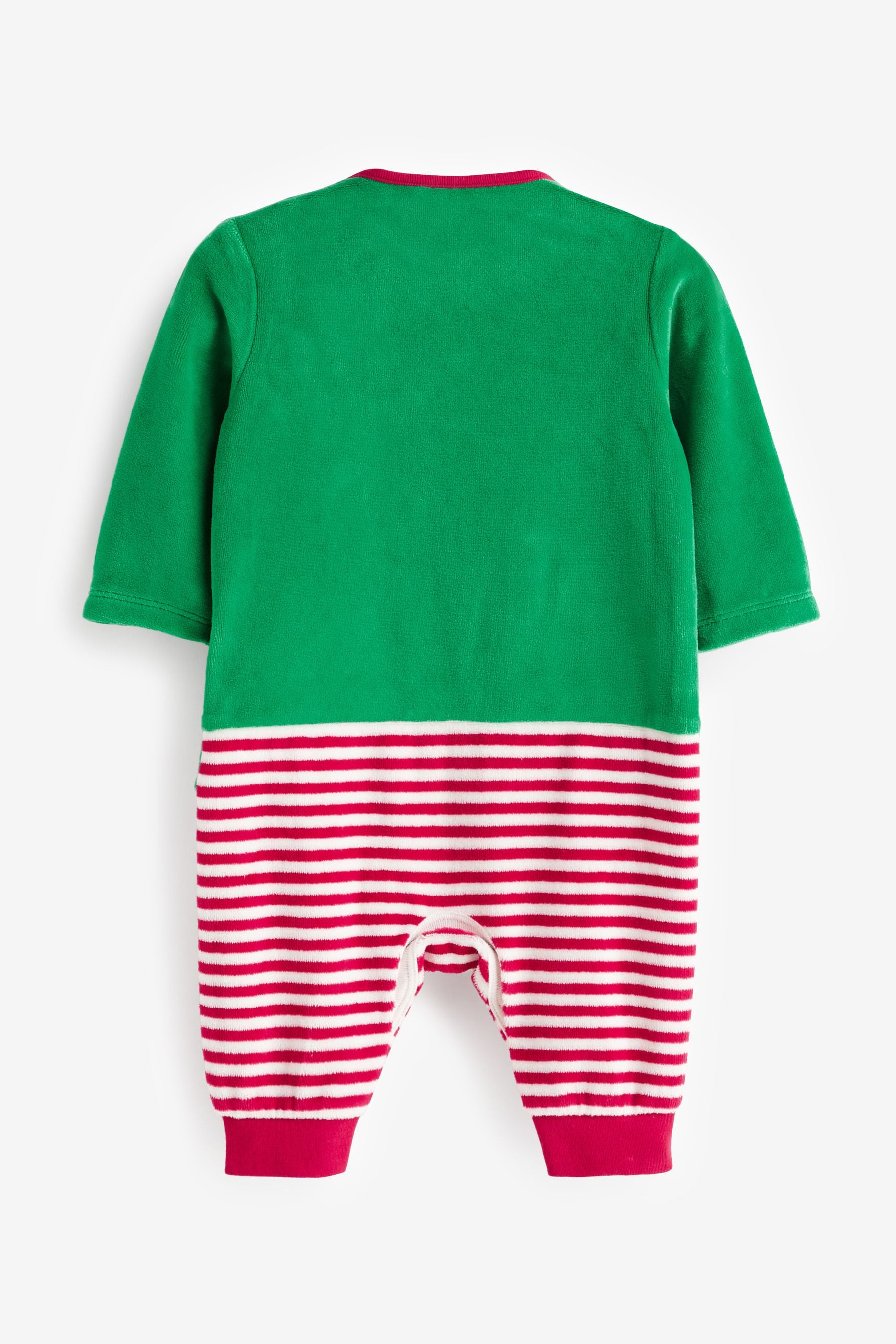 Green Christmas Velour Baby Sleepsuit (0mths-2yrs)