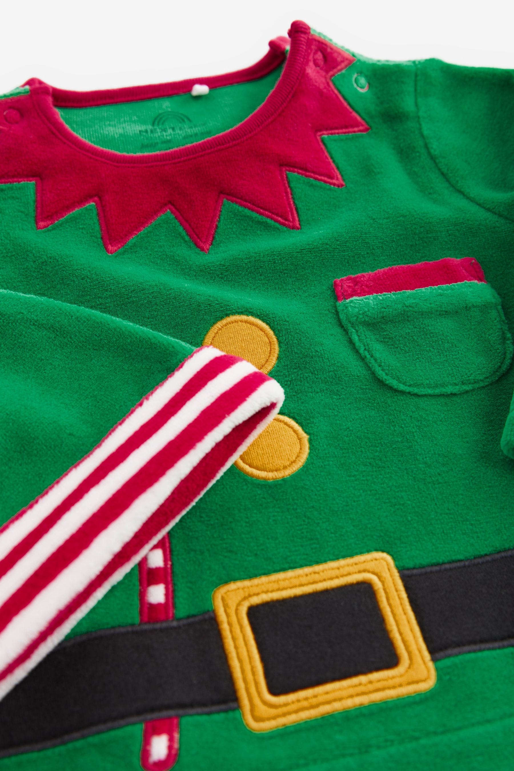 Green Christmas Velour Baby Sleepsuit (0mths-2yrs)