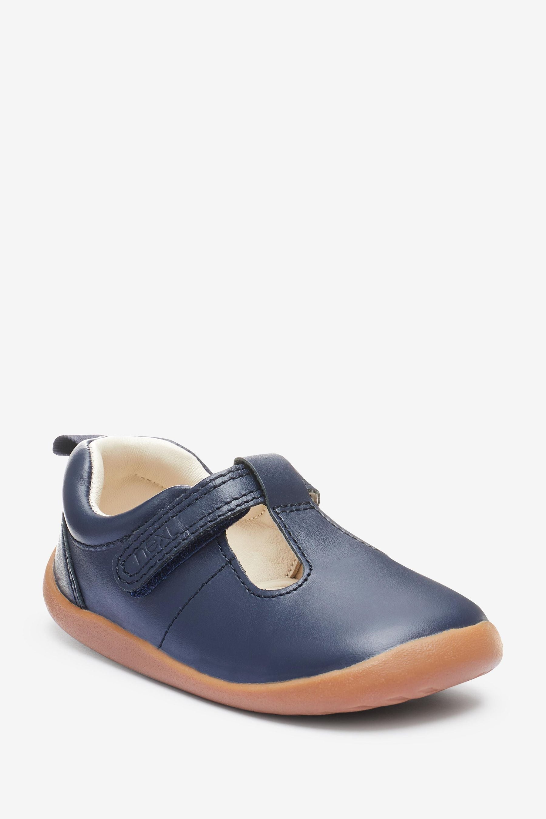 Navy Leather First Walker T-Bar Shoes