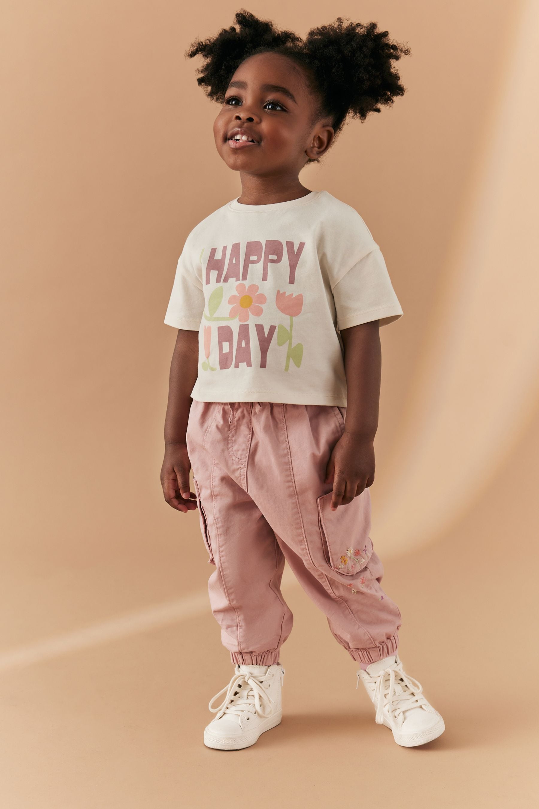 Pink Embroidered Cargo Trousers (3mths-7yrs)