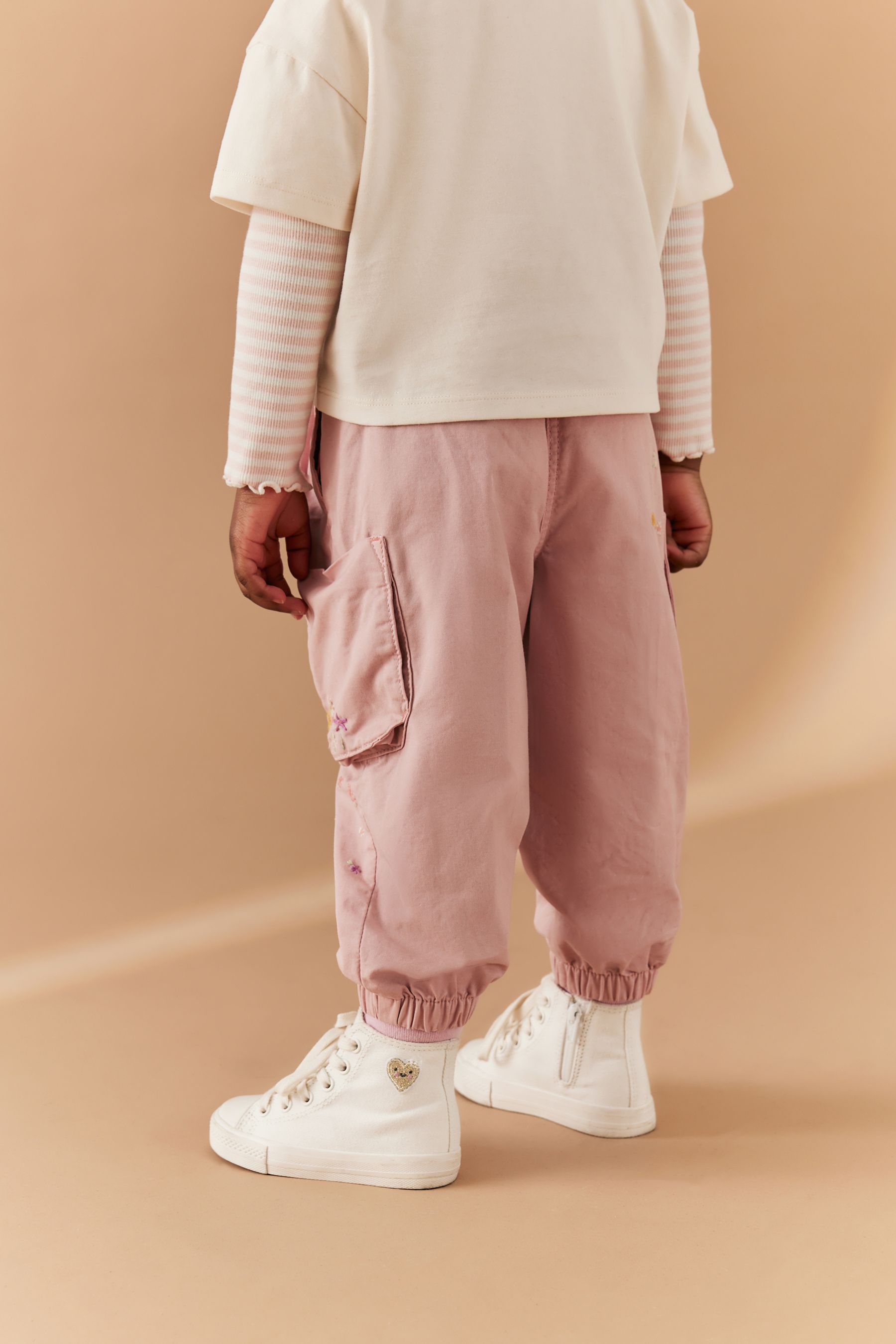 Pink Embroidered Cargo Trousers (3mths-7yrs)