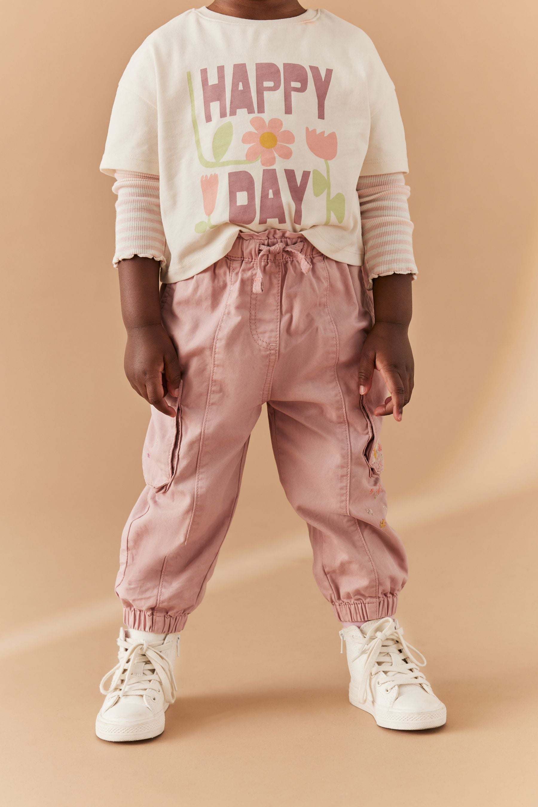 Pink Embroidered Cargo Trousers (3mths-7yrs)