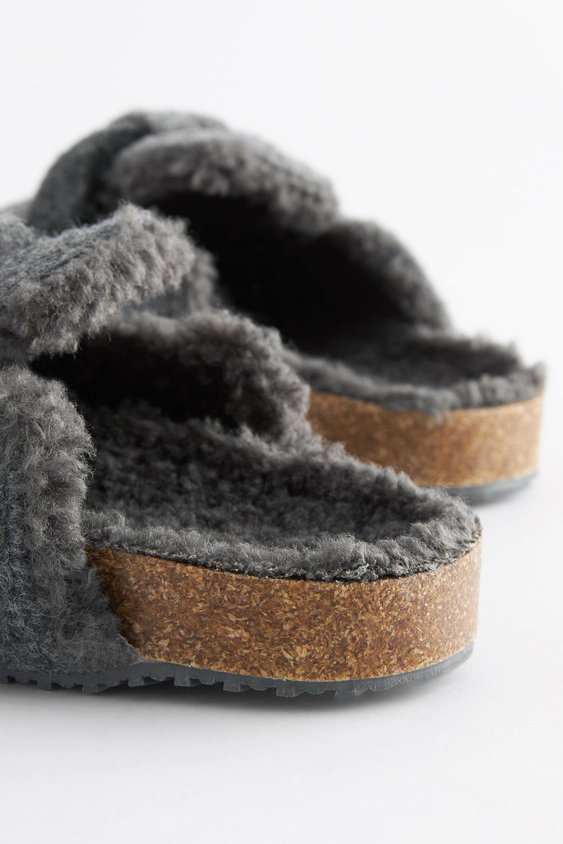 Grey Corkbed Mule Slippers