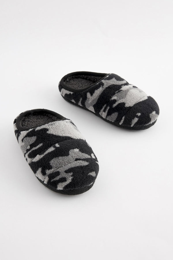 Grey Camo Sporty Mule Slippers