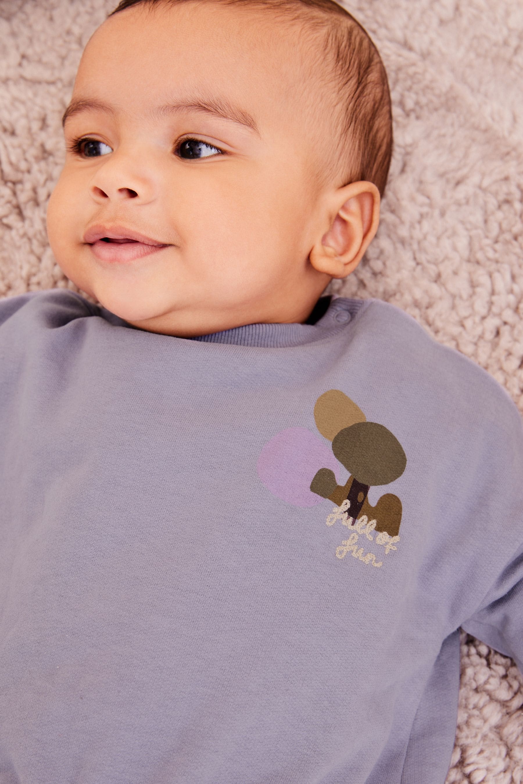 Lilac Purple/Cream Baby Cosy Sweatshirt And Joggers 2 Piece Set