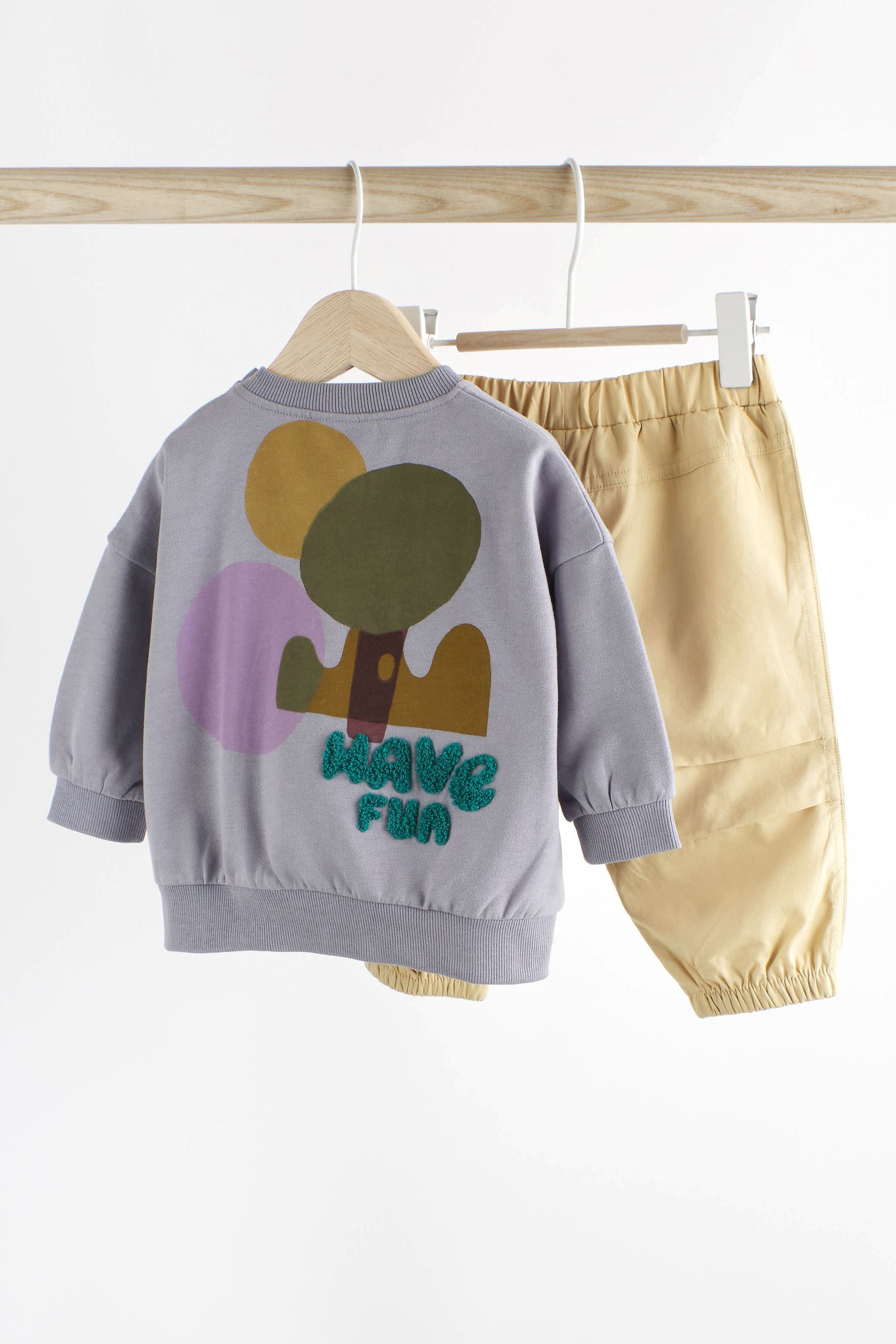 Lilac Purple/Cream Baby Cosy Sweatshirt And Joggers 2 Piece Set