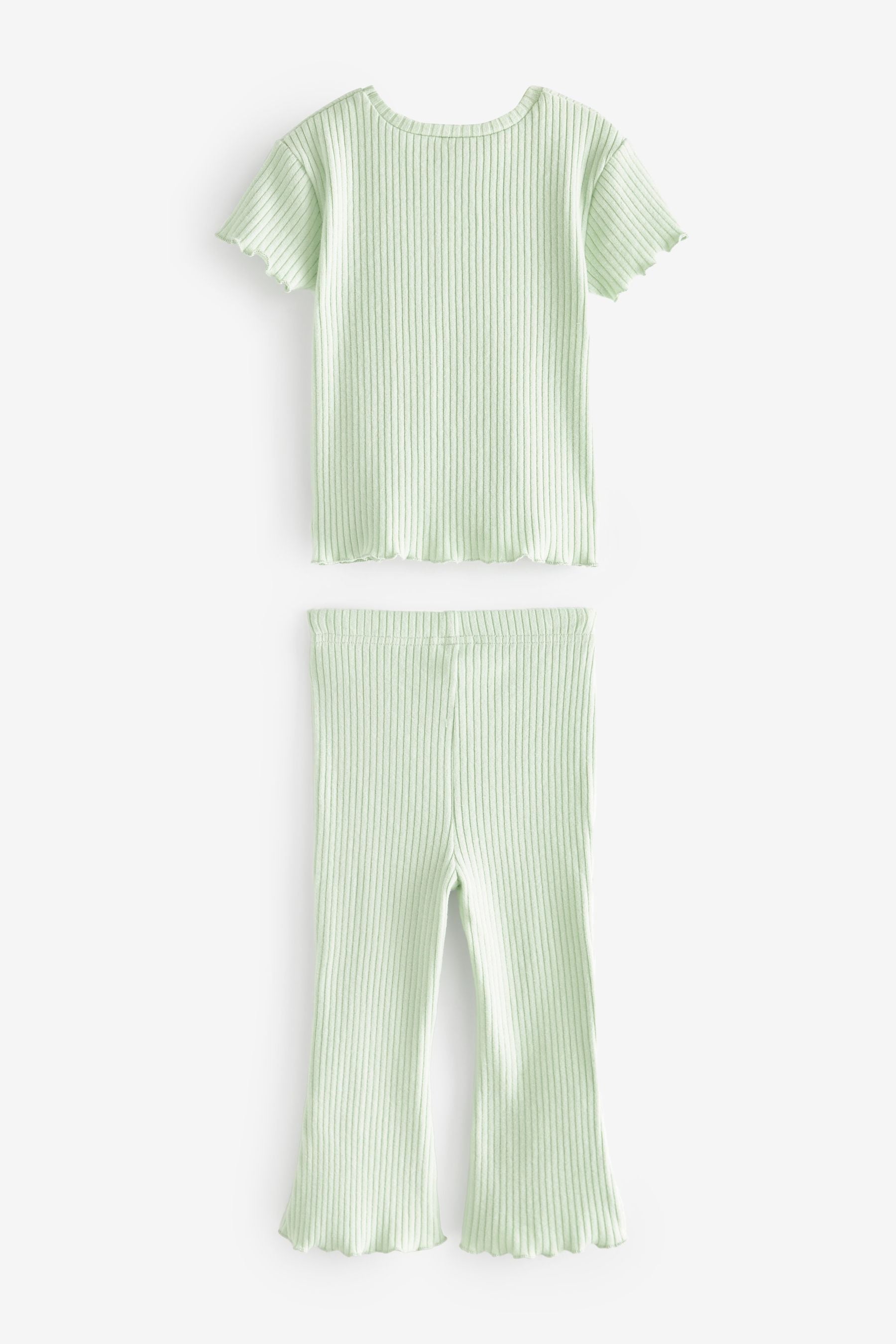 Mint Green Ribbed T-Shirt And Flare Trousers Set (3mths-7yrs)