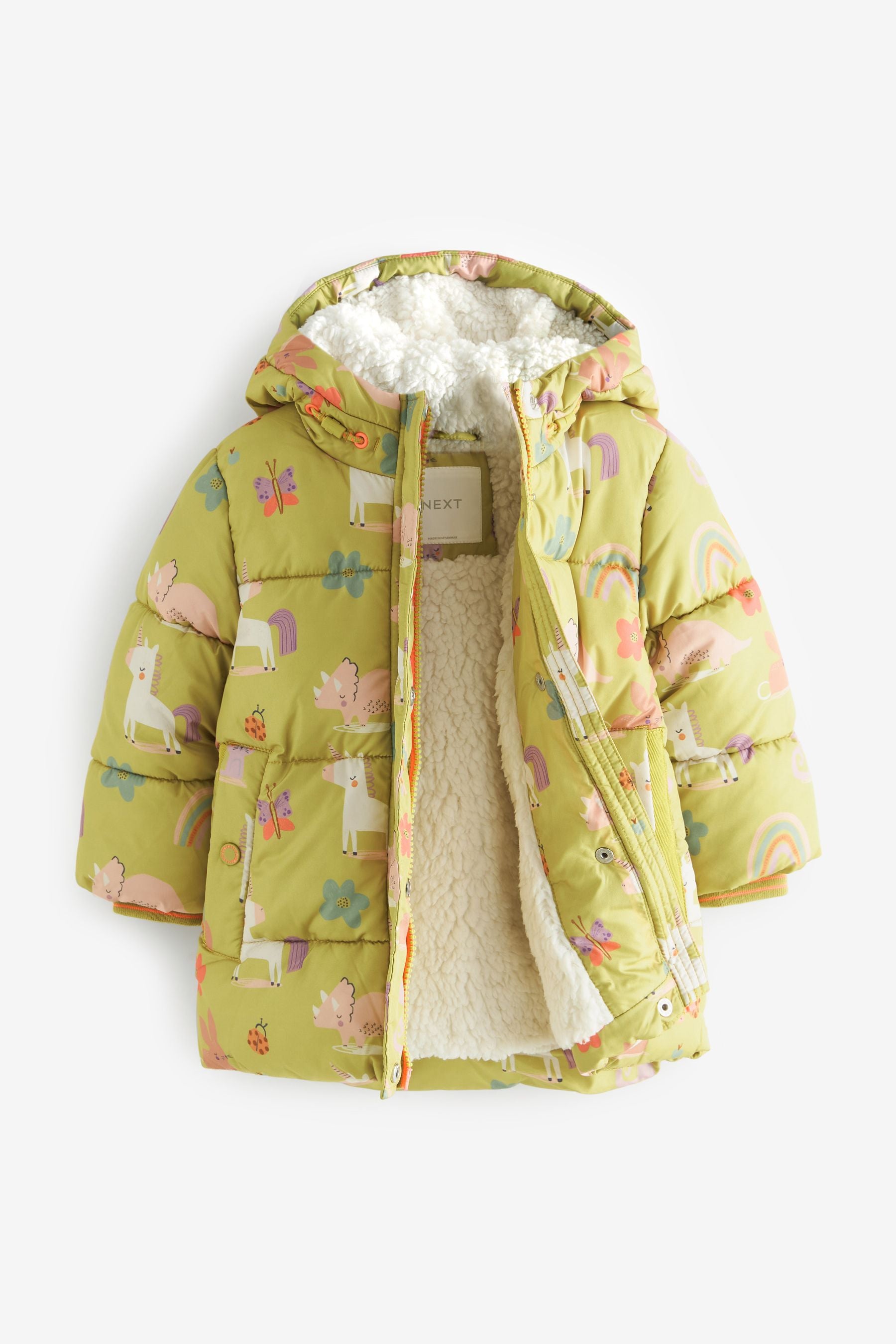 Yellow Printed Character Shower Resistant Padded Coat (3mths-7yrs)